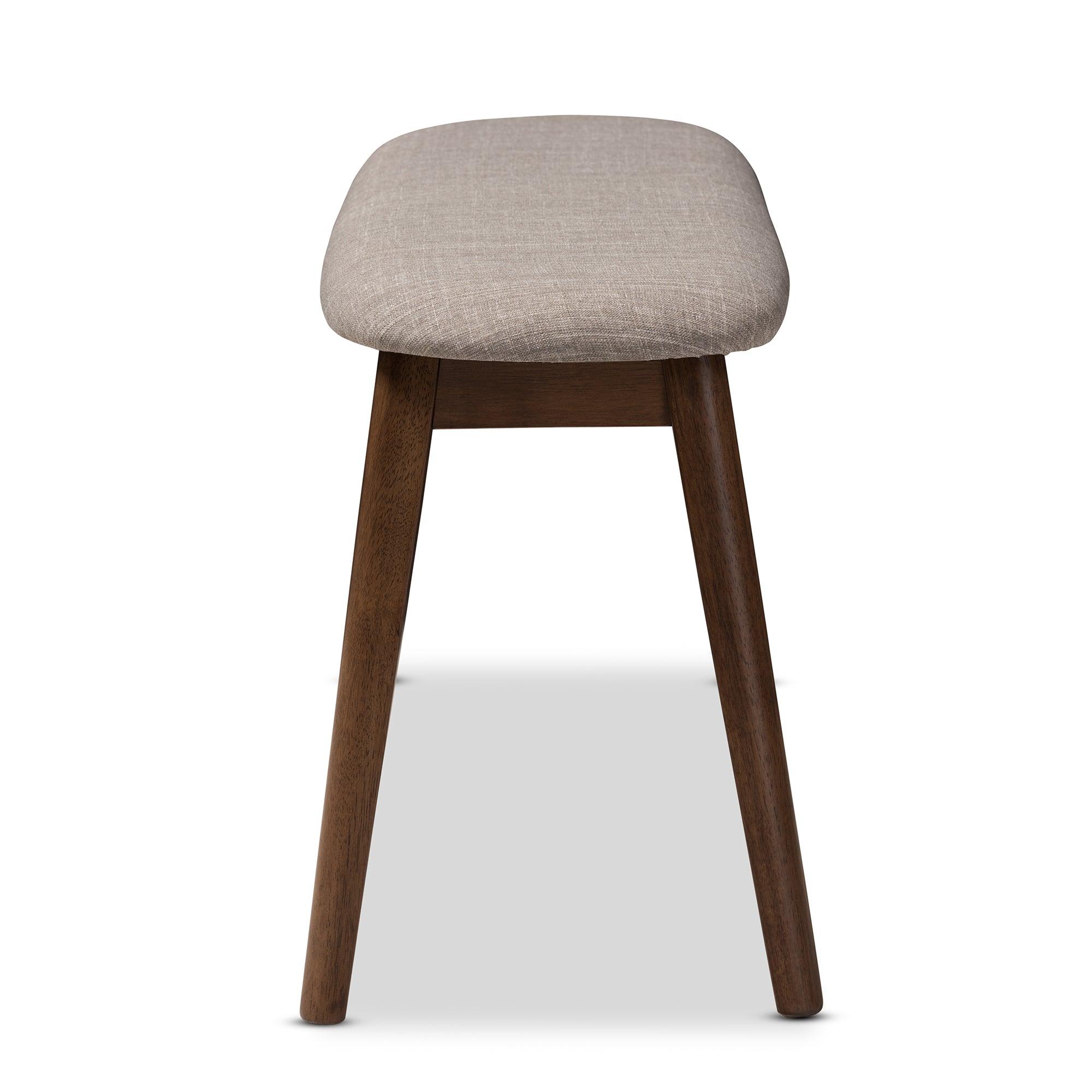 Easton Mid-Century Modern Light Fabric Upholstered Finished Wood Bench