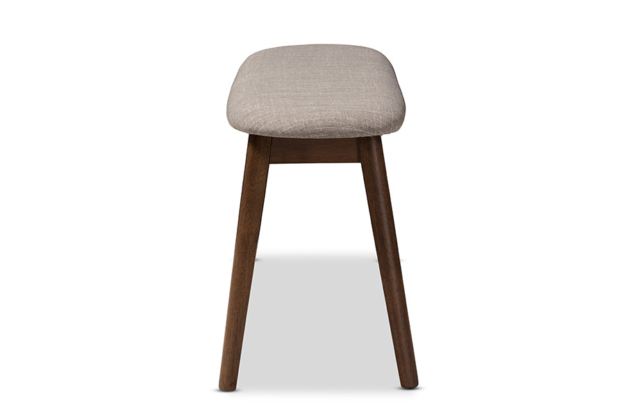Easton Mid-Century Modern Fabric Upholstered Finished Wood Bench