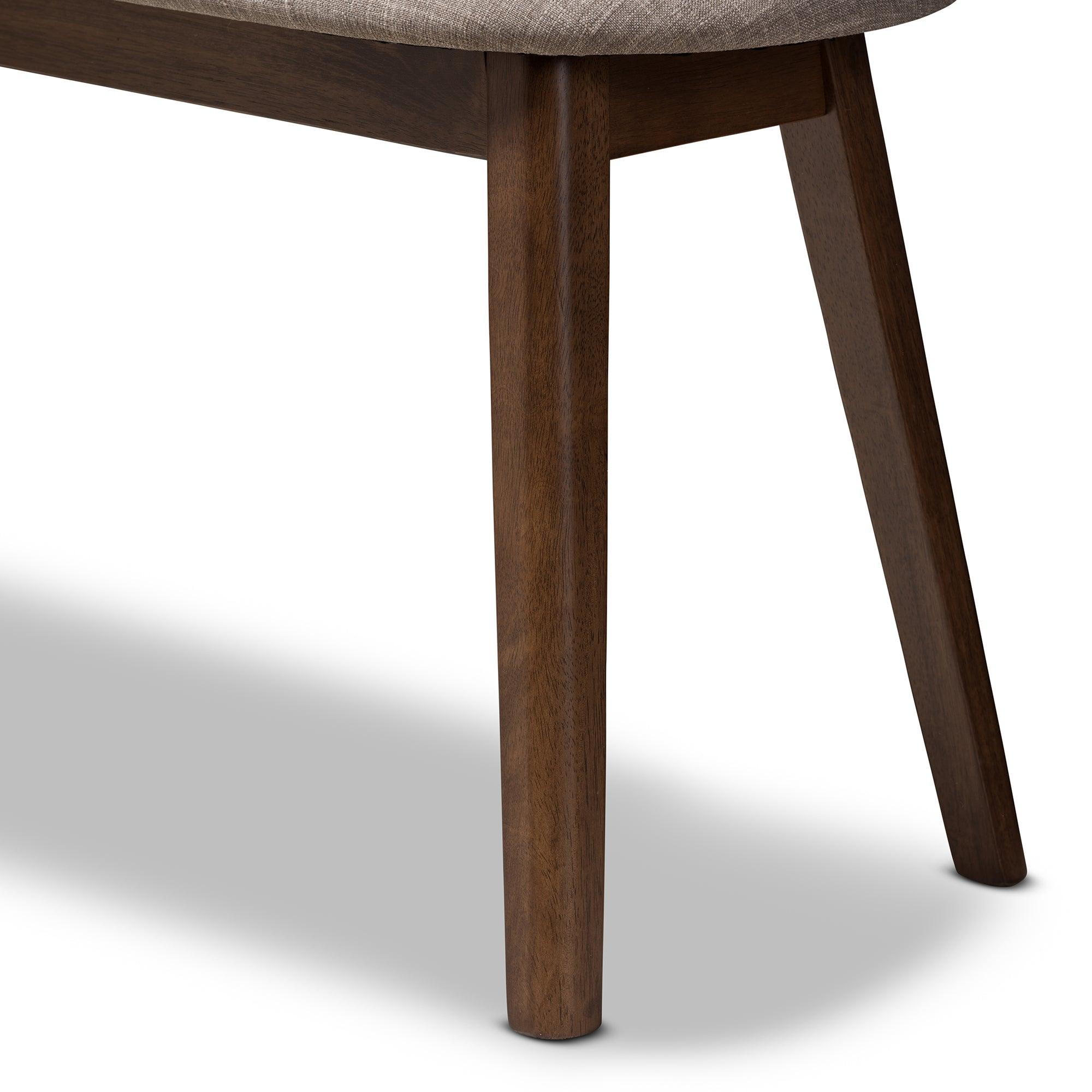 Easton Mid-Century Modern Light Fabric Upholstered Finished Wood Bench