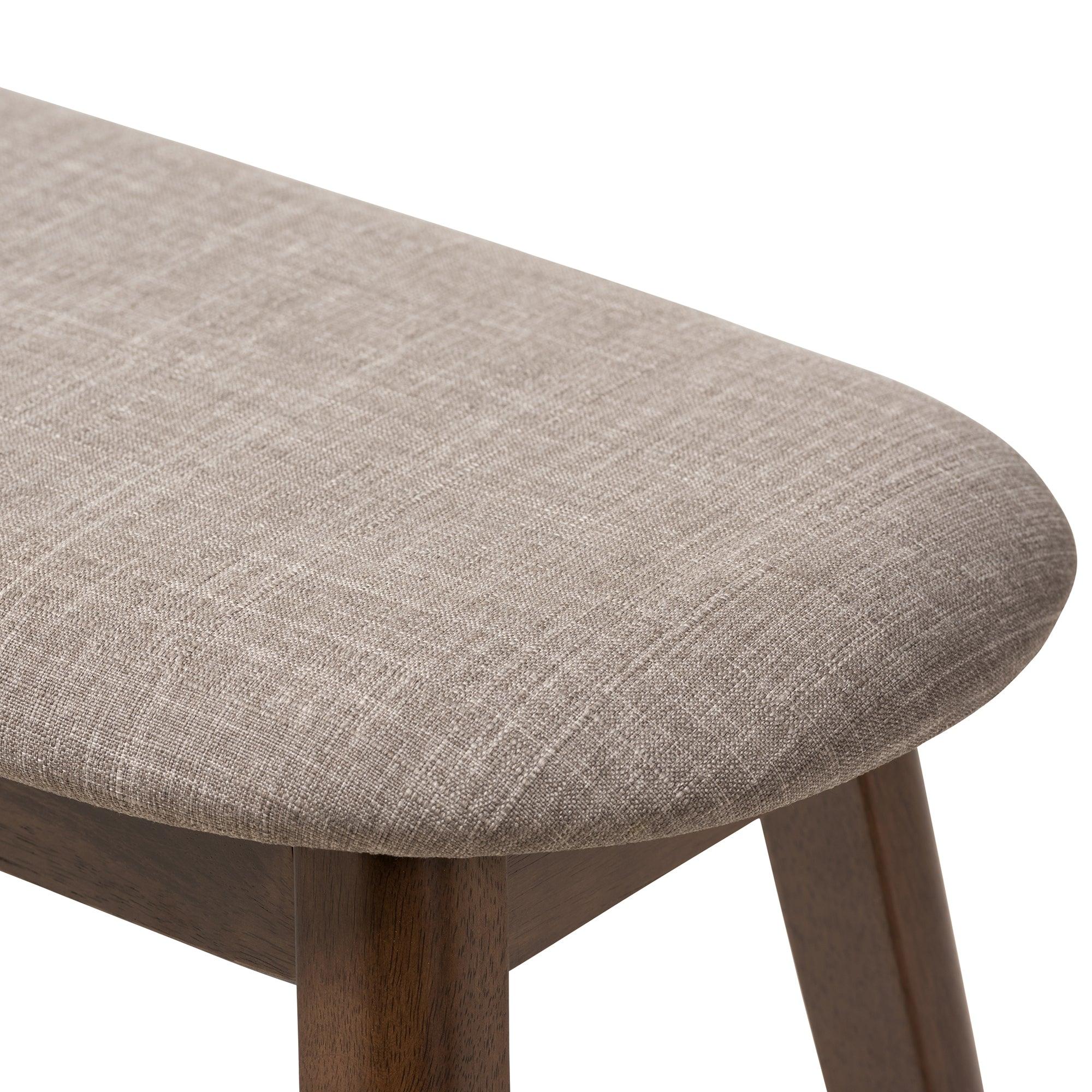 Easton Mid-Century Modern Light Fabric Upholstered Finished Wood Bench