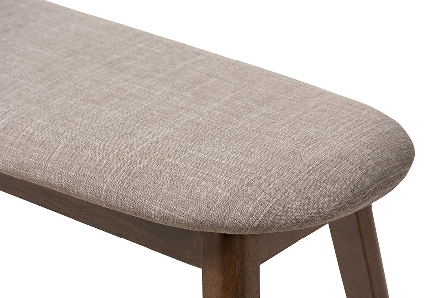 Easton Mid-Century Modern Fabric Upholstered Finished Wood Bench