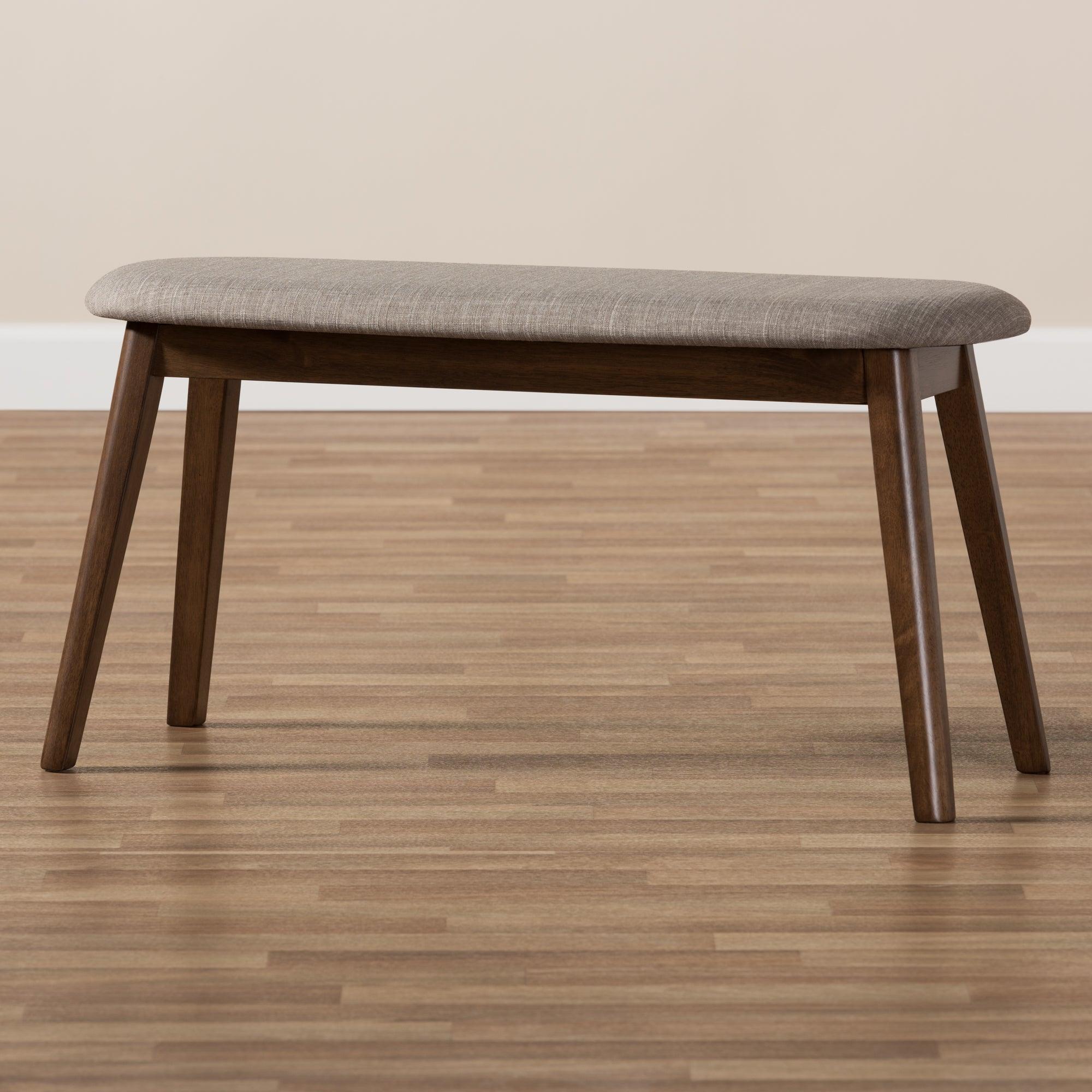 Easton Mid-Century Modern Light Fabric Upholstered Finished Wood Bench