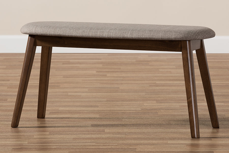 Easton Mid-Century Modern Fabric Upholstered Finished Wood Bench