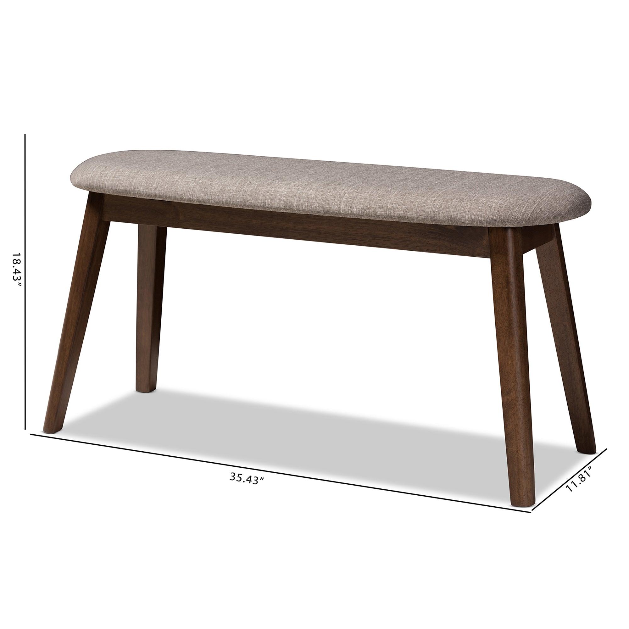 Easton Mid-Century Modern Light Fabric Upholstered Finished Wood Bench
