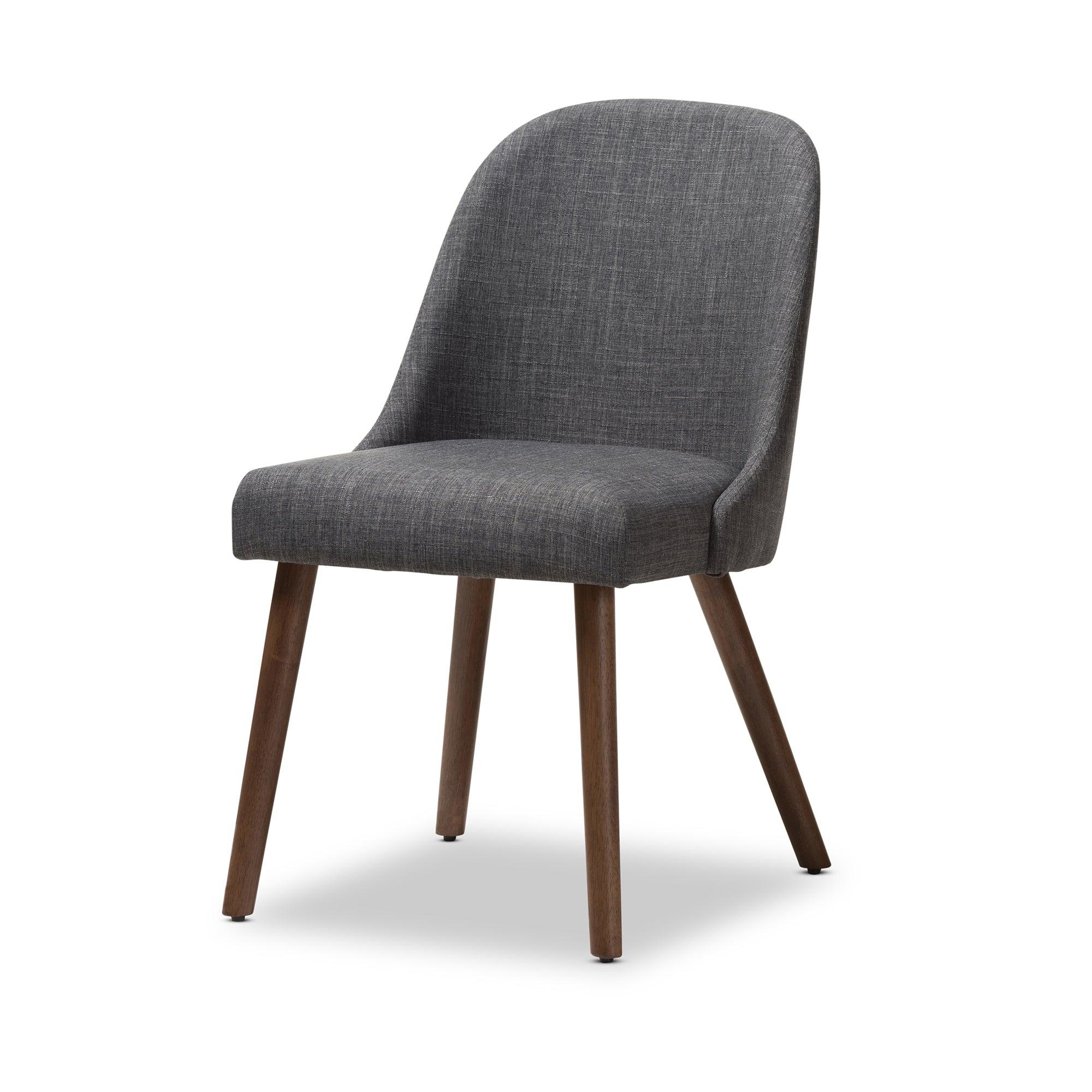 Cody Mid-Century Modern Dark Fabric Upholstered Finished Wood 5-Piece Dining Set