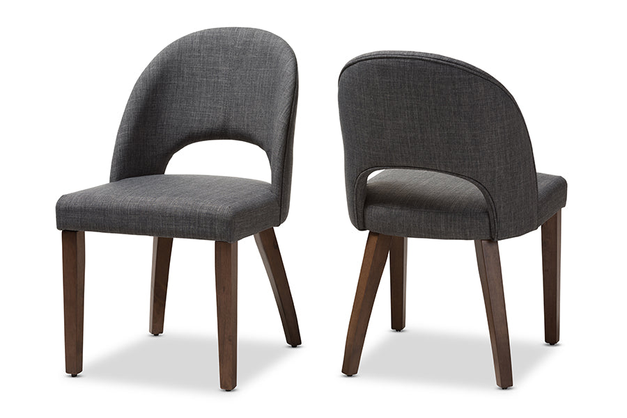 Wesley Mid-Century Modern Fabric Upholstered Finished Wood Dining Chair (Set of 2)