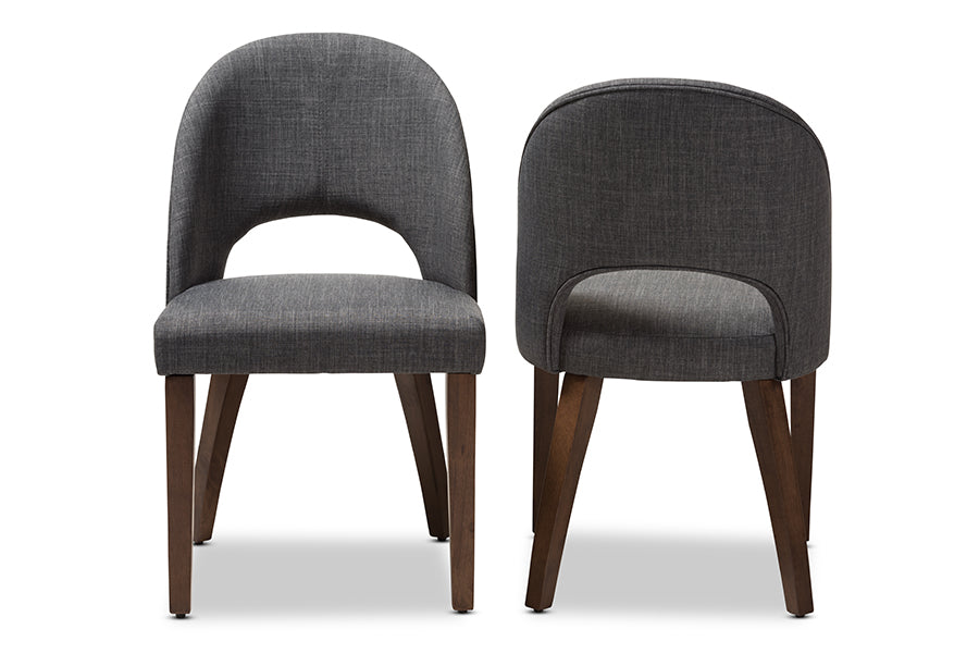 Wesley Mid-Century Modern Fabric Upholstered Finished Wood Dining Chair (Set of 2)