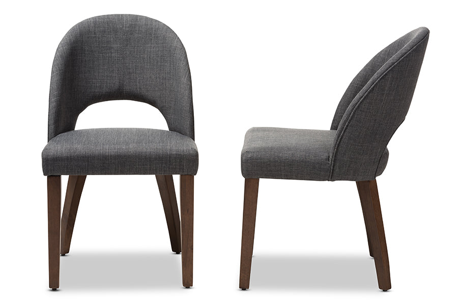 Wesley Mid-Century Modern Fabric Upholstered Finished Wood Dining Chair (Set of 2)