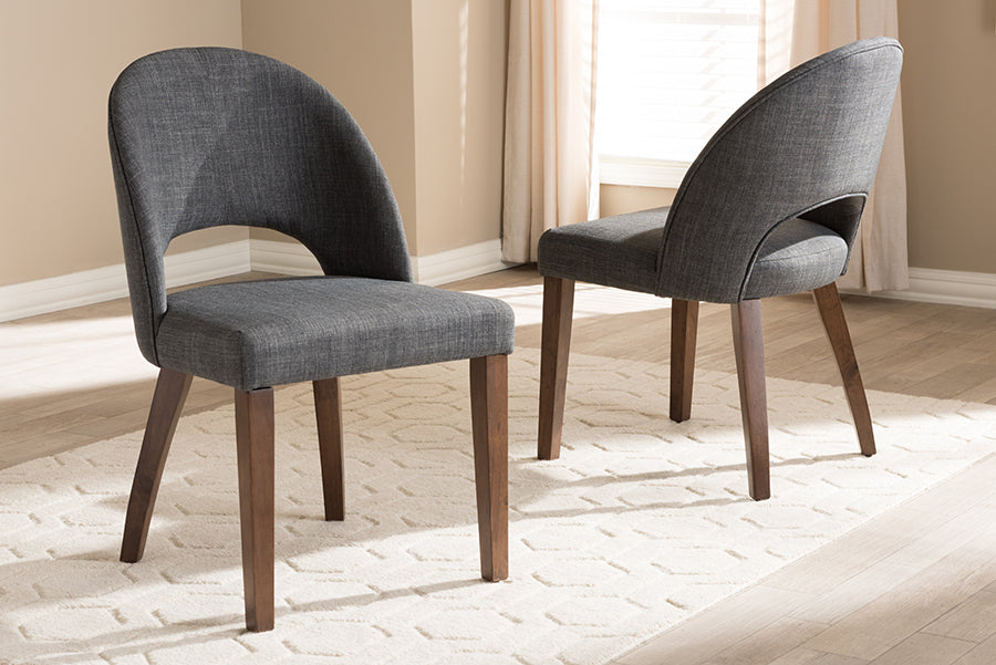 Wesley Mid-Century Modern Fabric Upholstered Finished Wood Dining Chair (Set of 2)