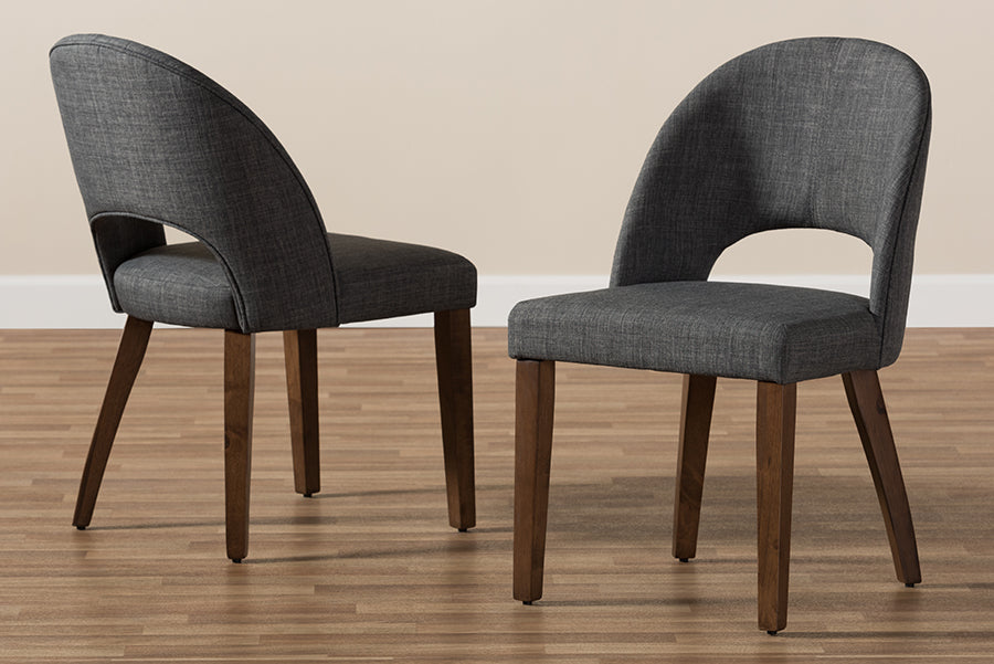 Wesley Mid-Century Modern Fabric Upholstered Finished Wood Dining Chair (Set of 2)