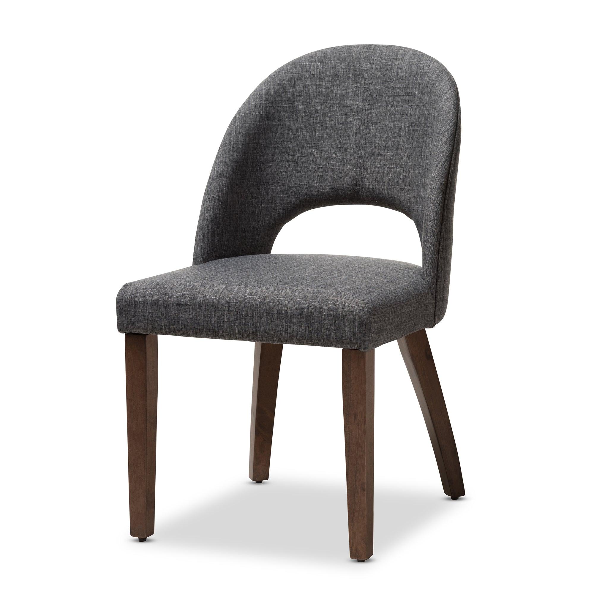 Wesley Mid-Century Modern Dark Fabric Upholstered Finished Wood 5-Piece Dining Set