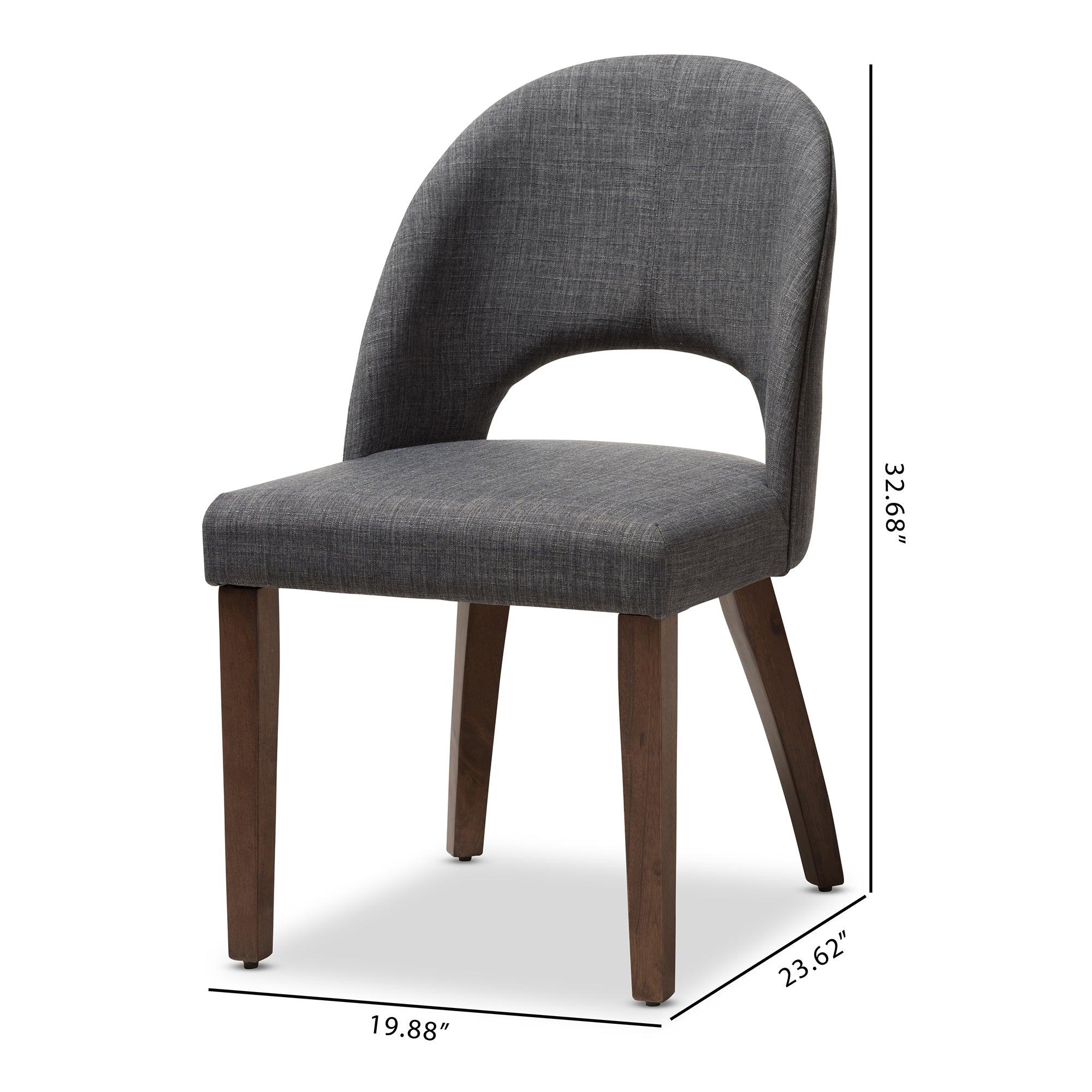 Wesley Mid-Century Modern Dark Fabric Upholstered Finished Wood Dining Chair (Set of 2)