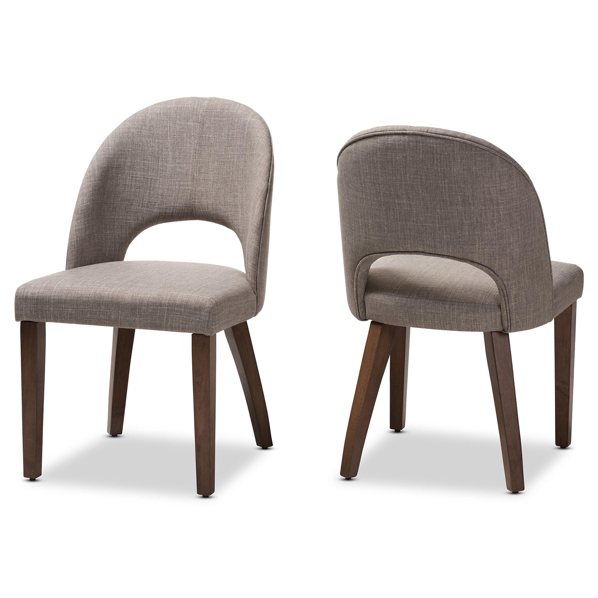 Wesley Mid-Century Modern Light Fabric Upholstered Finished Wood Dining Chair (Set of 2)
