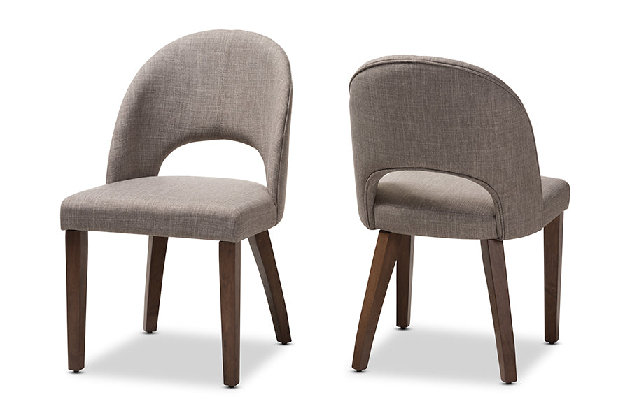 Wesley Mid-Century Modern Fabric Upholstered Finished Wood Dining Chair (Set of 2)