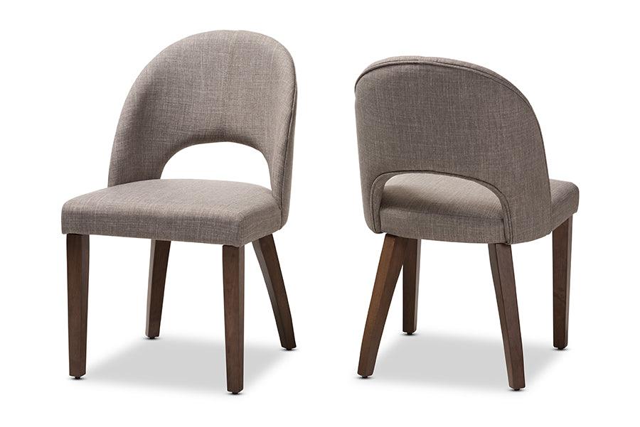 Wesley Mid-Century Modern Light Fabric Upholstered Finished Wood Dining Chair (Set of 2)