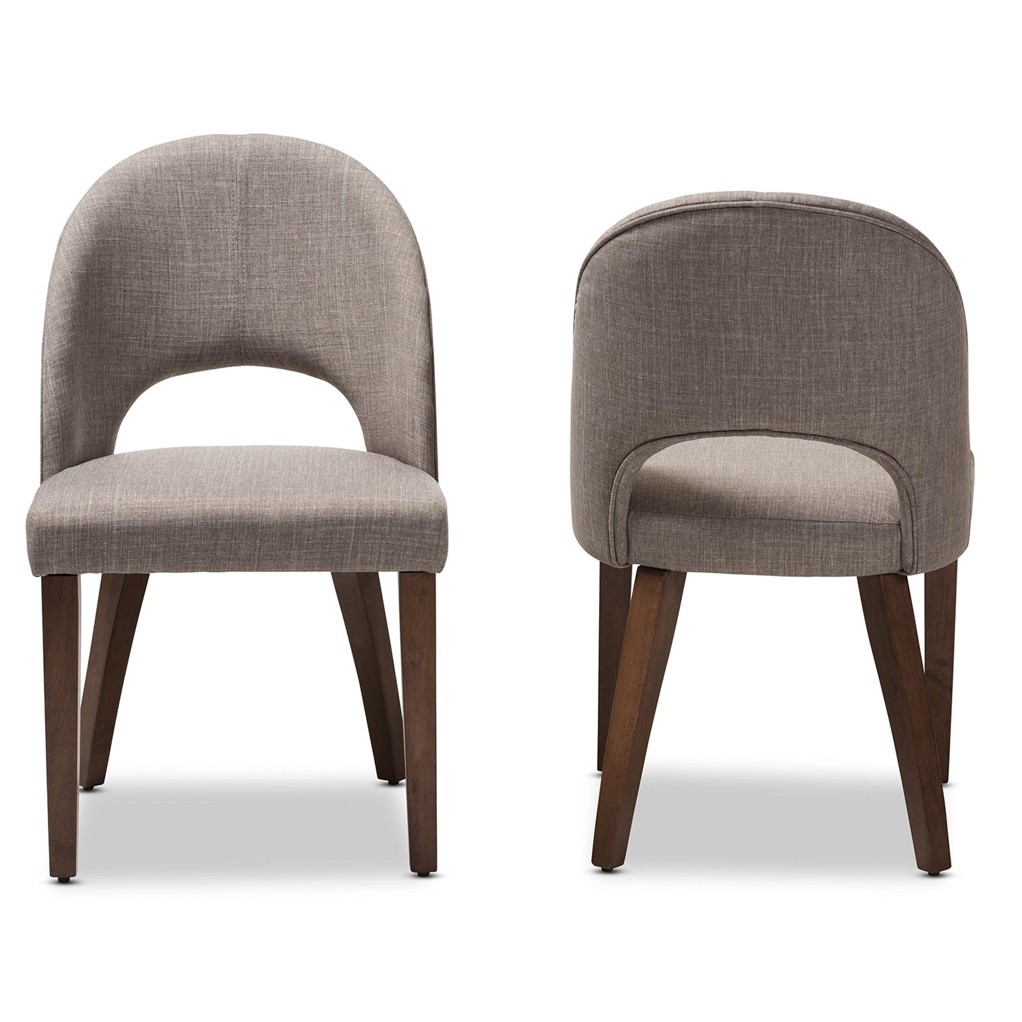 Wesley Mid-Century Modern Light Fabric Upholstered Finished Wood Dining Chair (Set of 2)