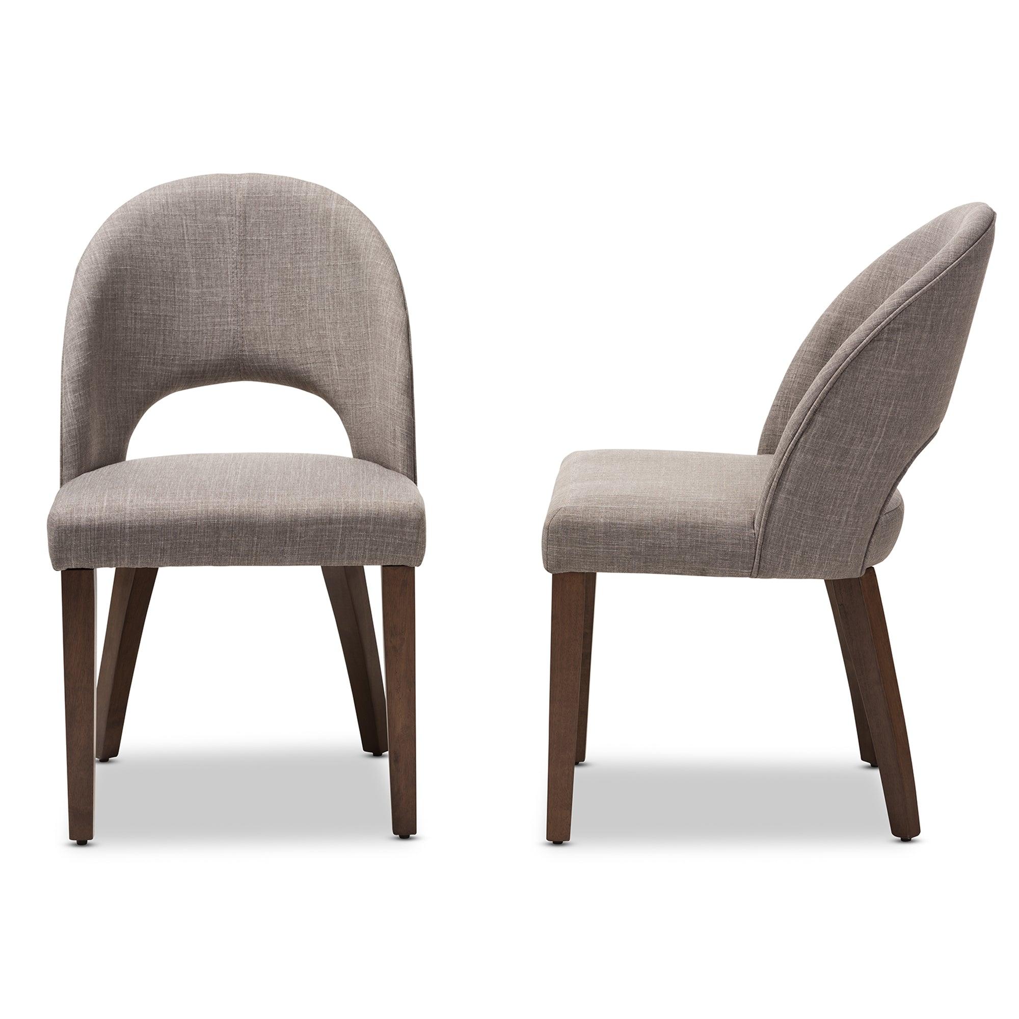Wesley Mid-Century Modern Light Fabric Upholstered Finished Wood Dining Chair (Set of 2)