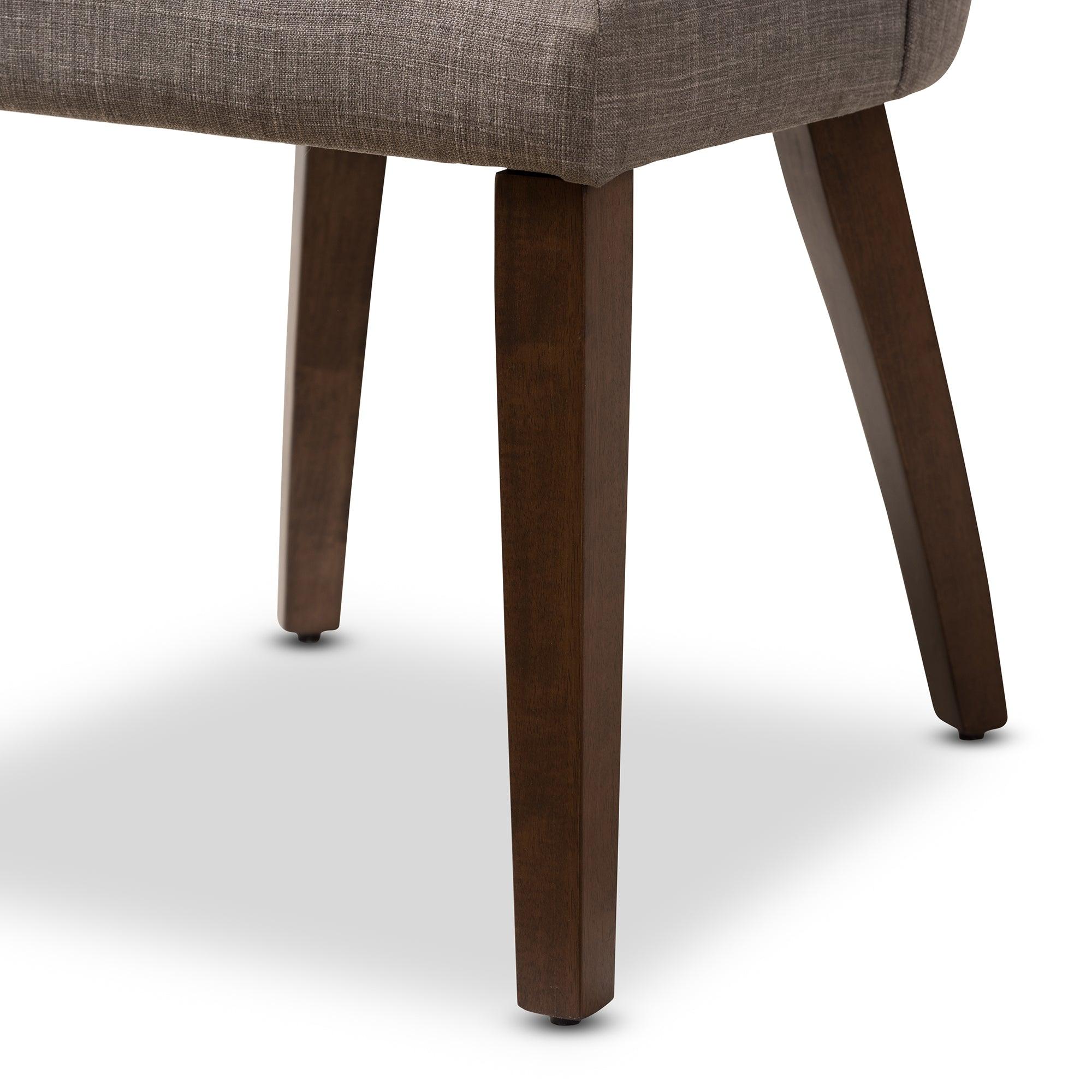 Wesley Mid-Century Modern Light Fabric Upholstered Finished Wood Dining Chair (Set of 2)