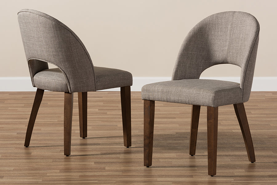 Wesley Mid-Century Modern Fabric Upholstered Finished Wood Dining Chair (Set of 2)