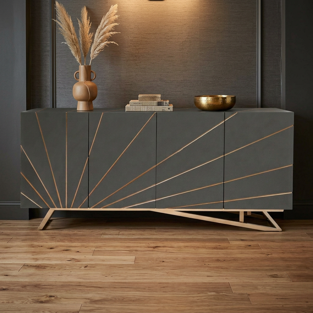 Katzu Modern Grey and Rose Gold Buffet