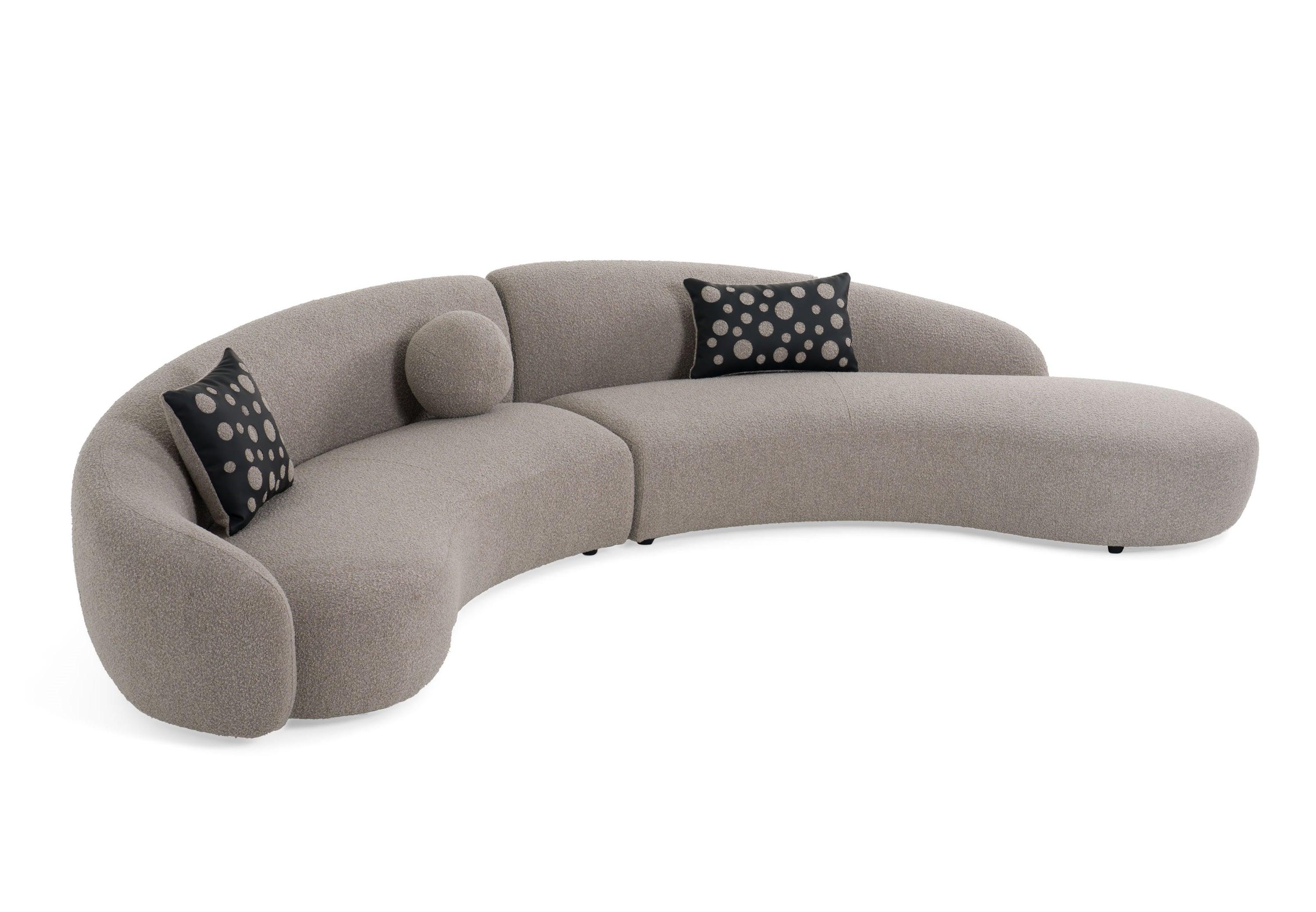 Divani Casa Allis Glam and Fabric Curved Sectional Sofa