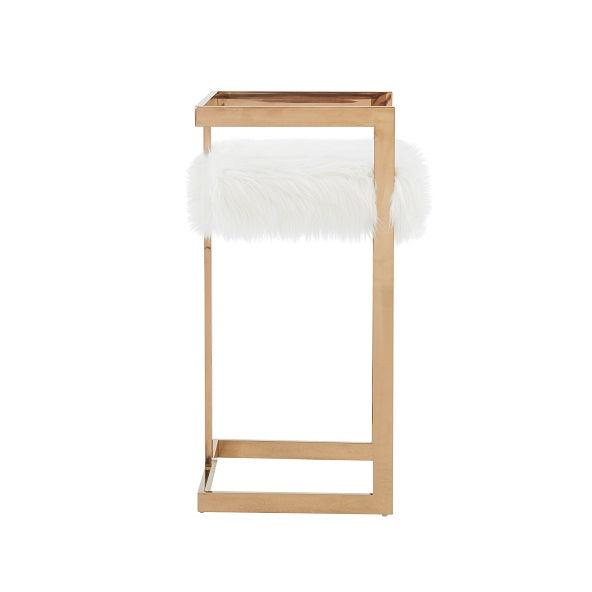 Modrest Halifax Modern Faux Fur and Rosegold Counter Stool