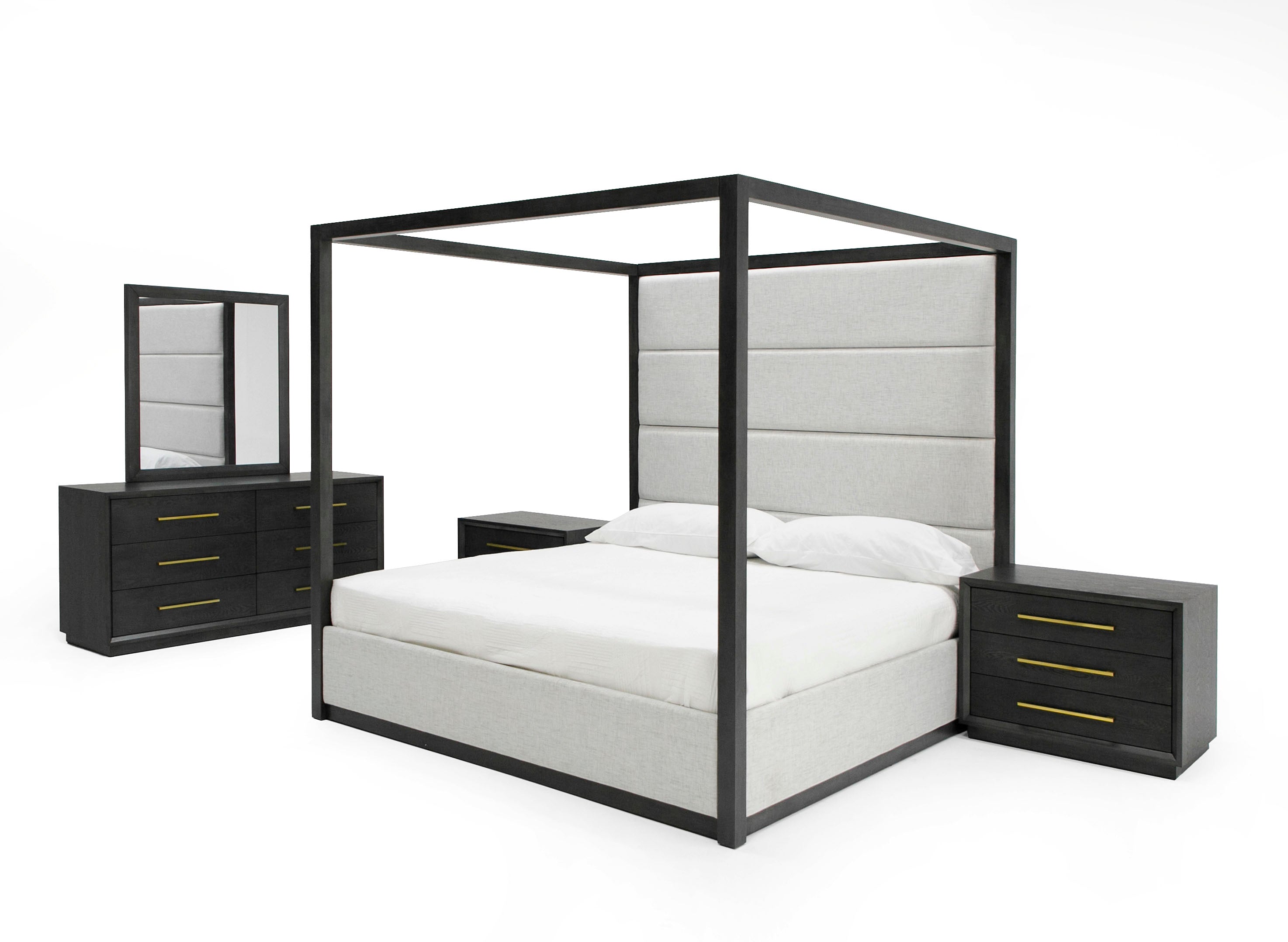 Modrest Manhattan - Contemporary Canopy Grey Bed-Bed-VIG-Wall2Wall Furnishings