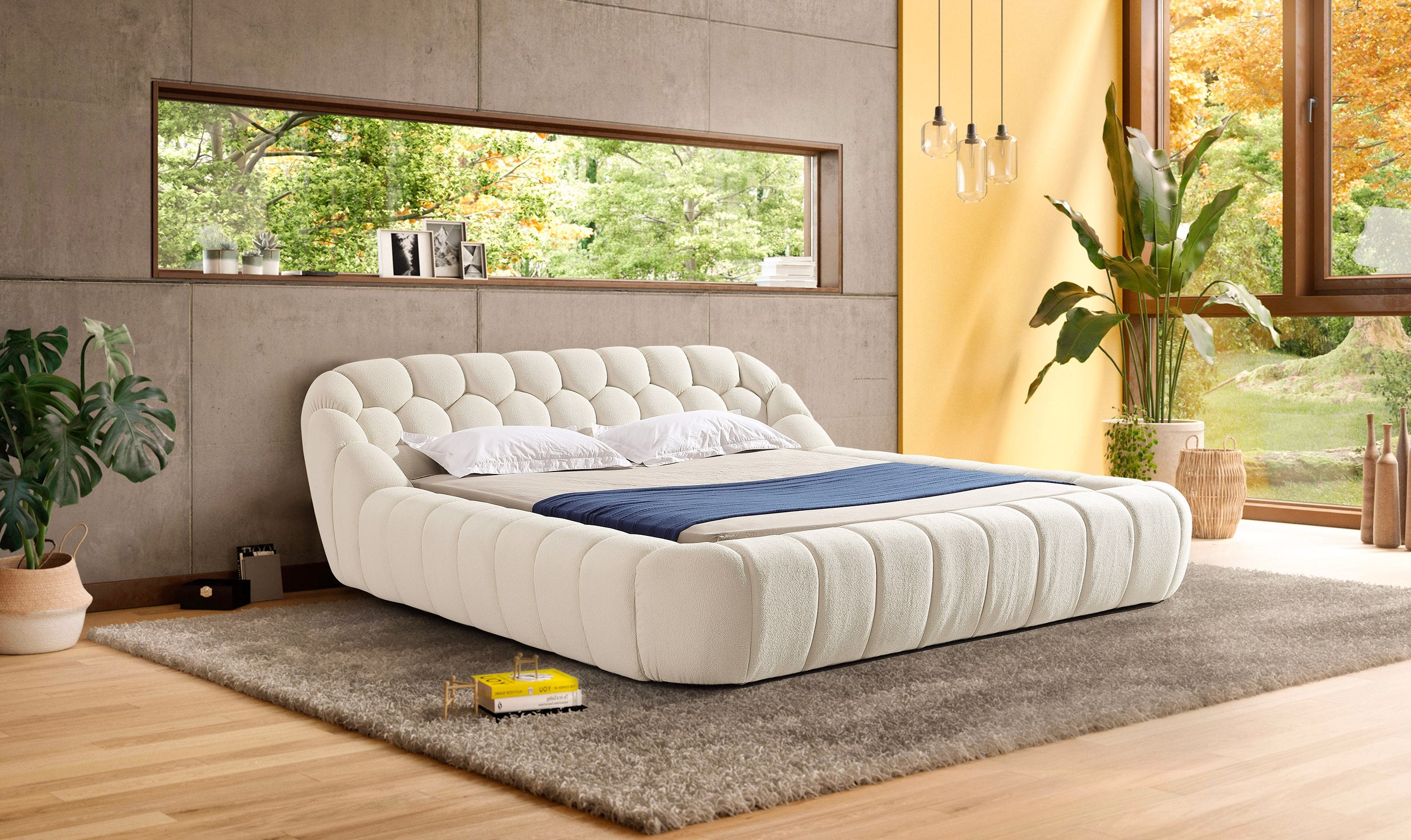 Divani Casa Yolonda - Modern Off-White Fabric Bed-Bed-VIG-Wall2Wall Furnishings