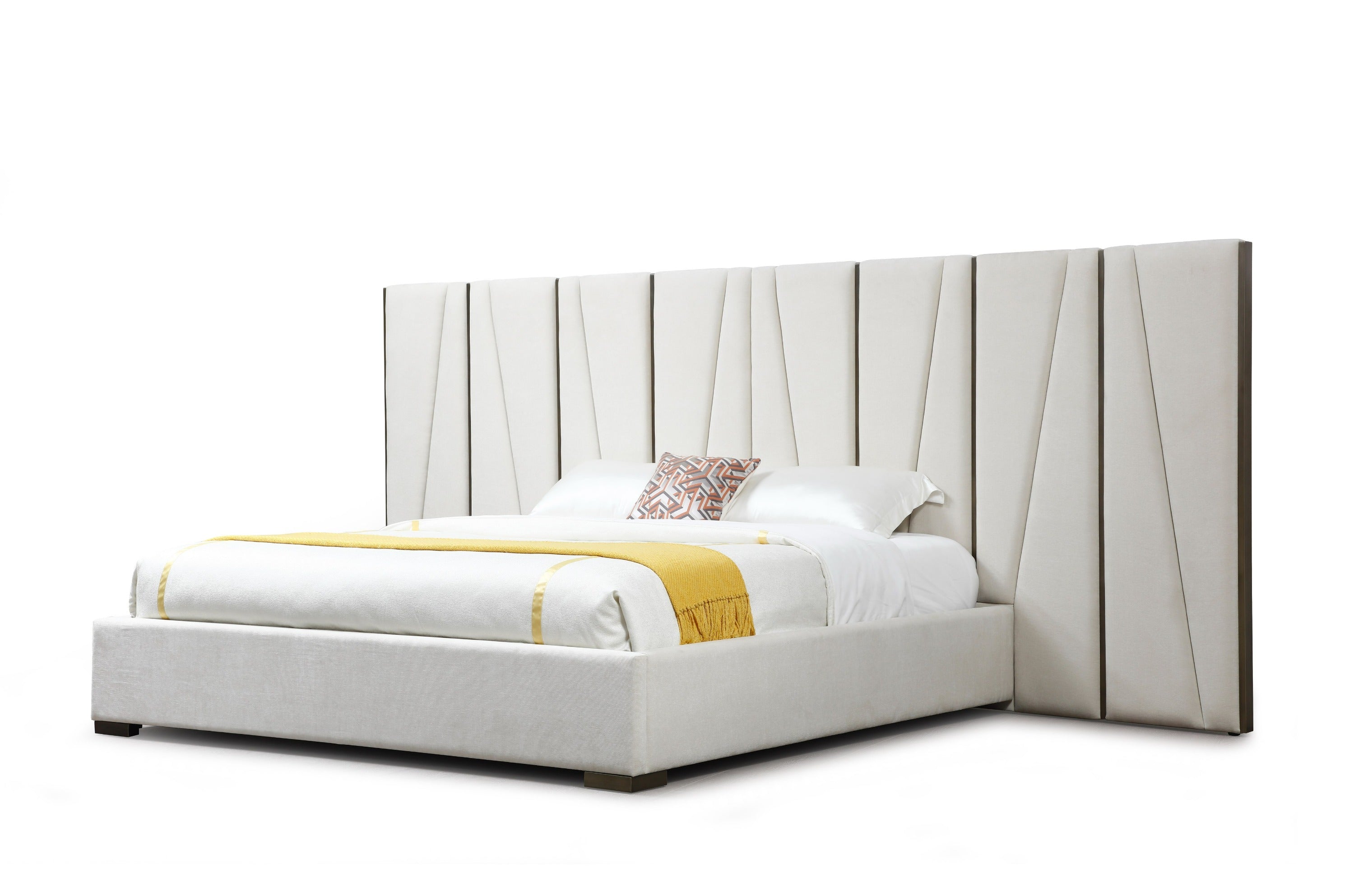 Nixa Modern Velvet Brushed Birch Bed