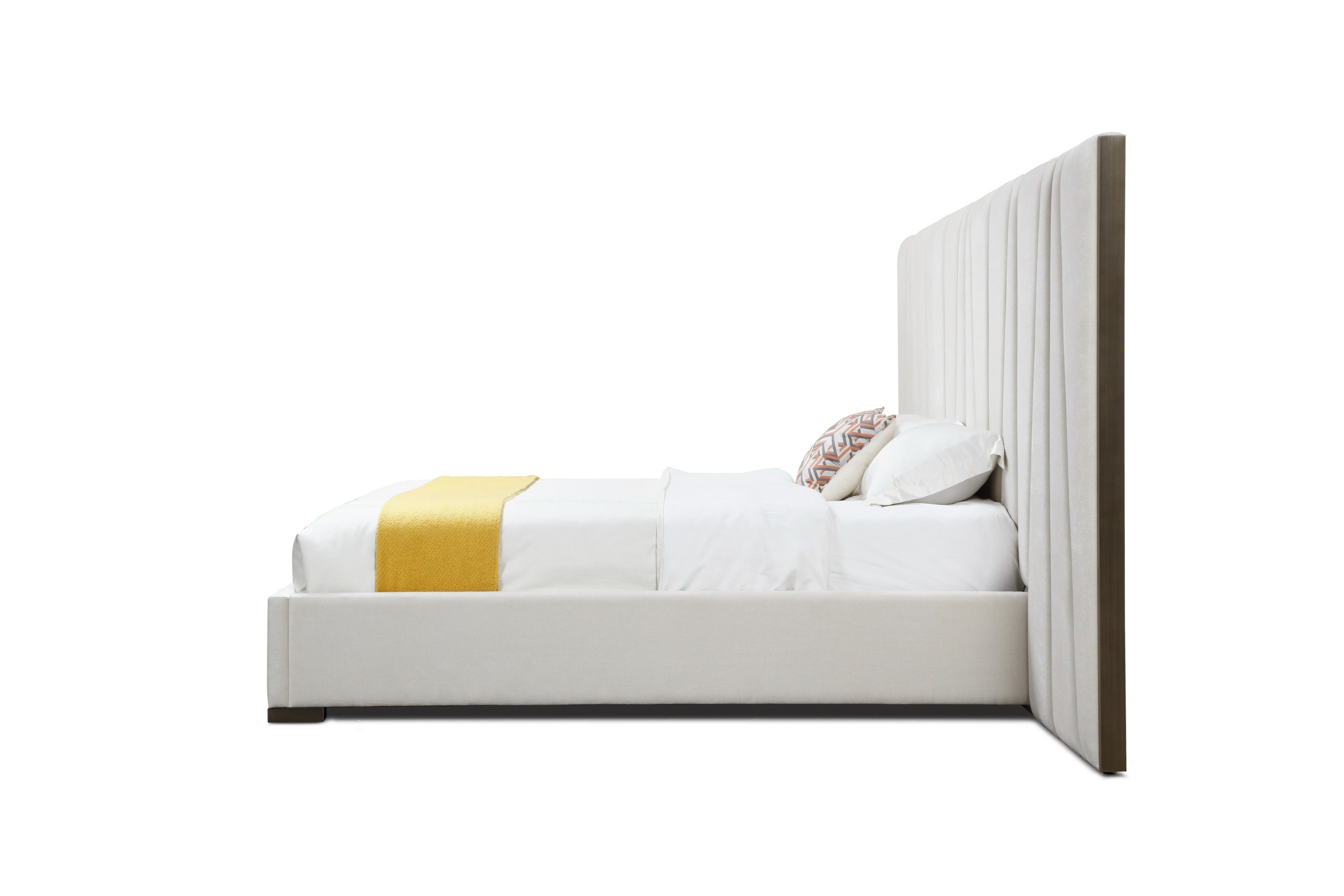 Nixa Modern Velvet Brushed Birch Bed