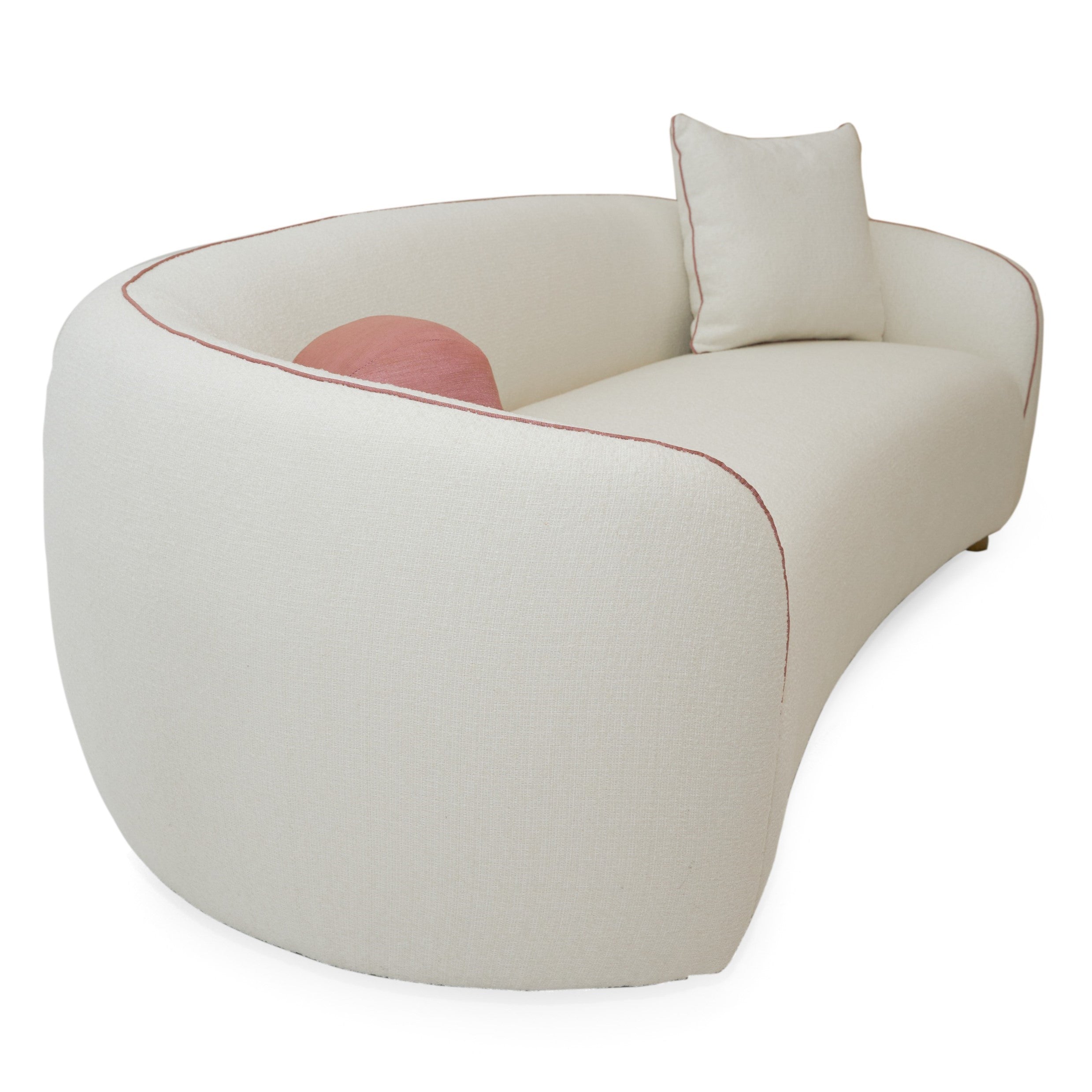 Winfree Modern Off and Coral Fabric 3-Seater Sofa