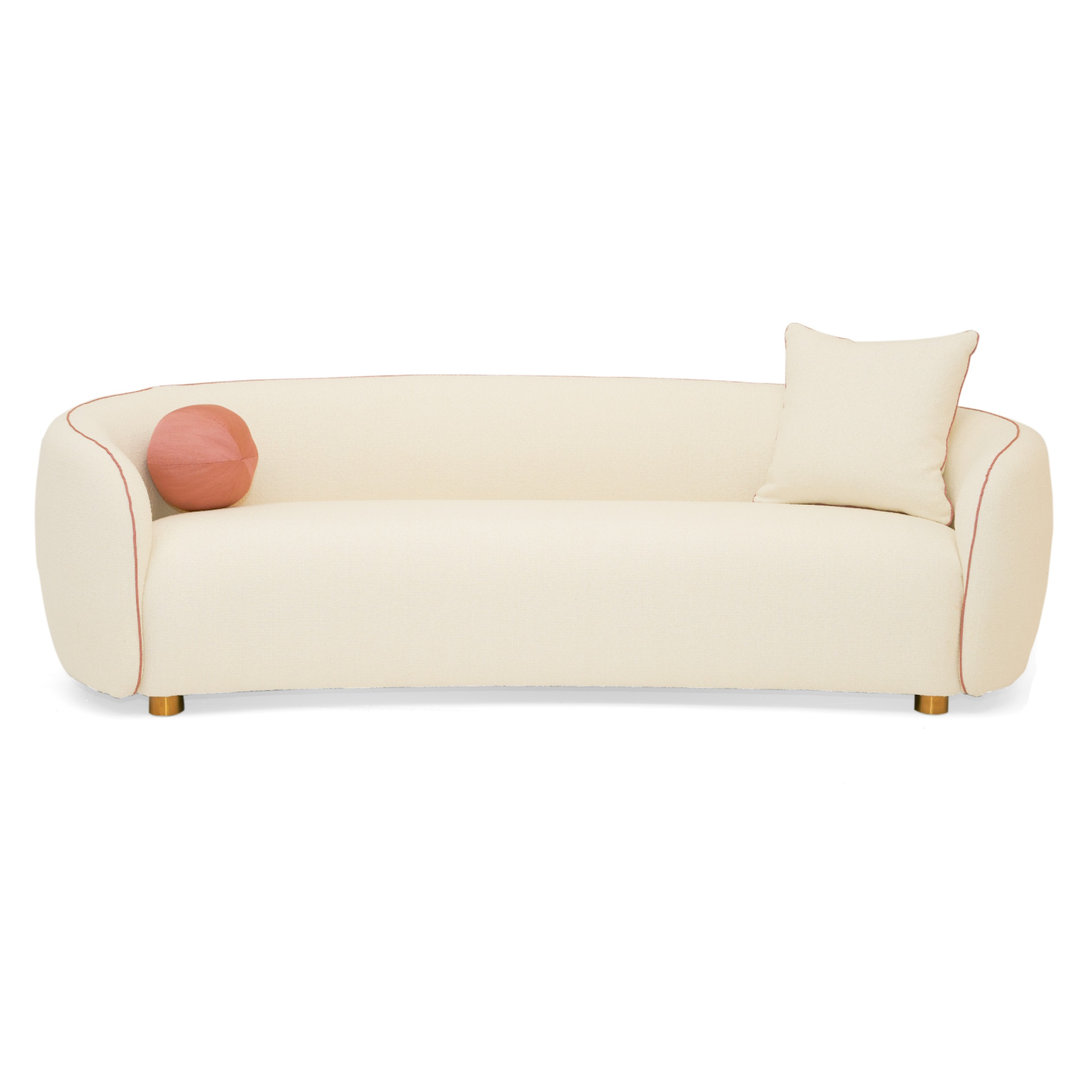 Winfree Modern Off and Coral Fabric 3-Seater Sofa