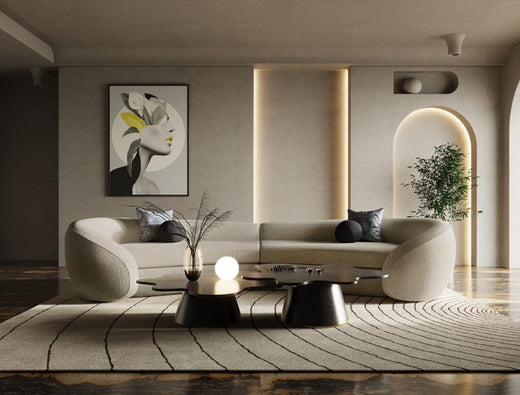 Kilmer Modern Curved Fabric Sectional Sofa