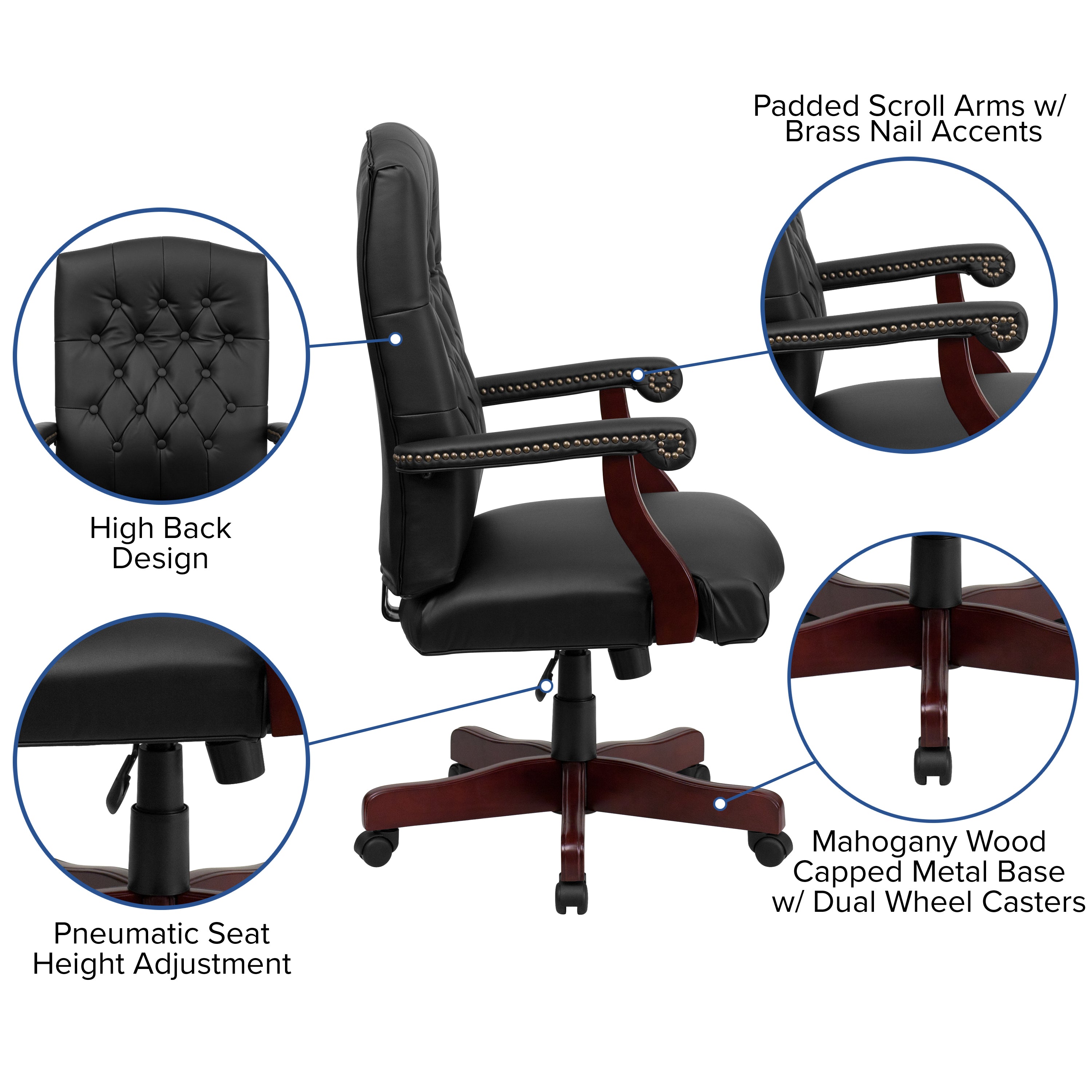 Martha Washington Executive Swivel Office Chair with Arms