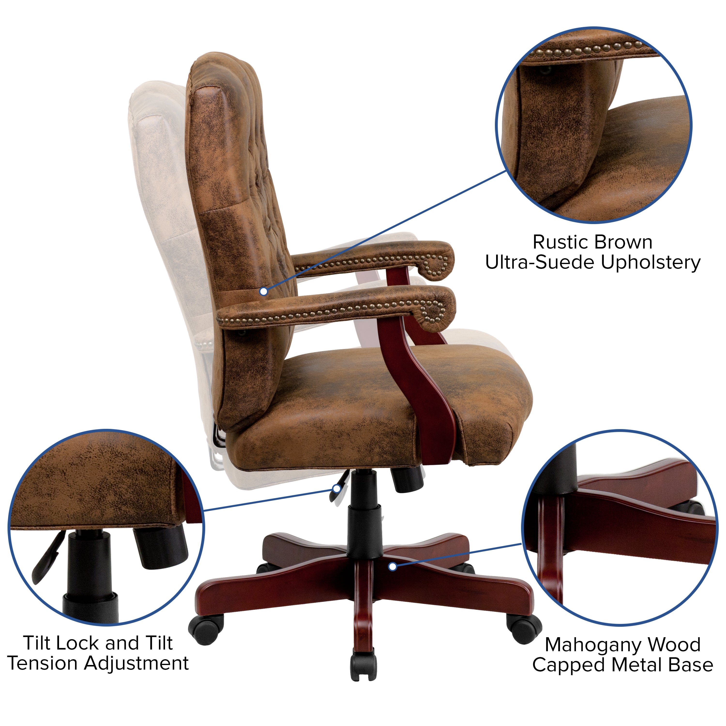 Martha Washington Executive Swivel Office Chair with Arms