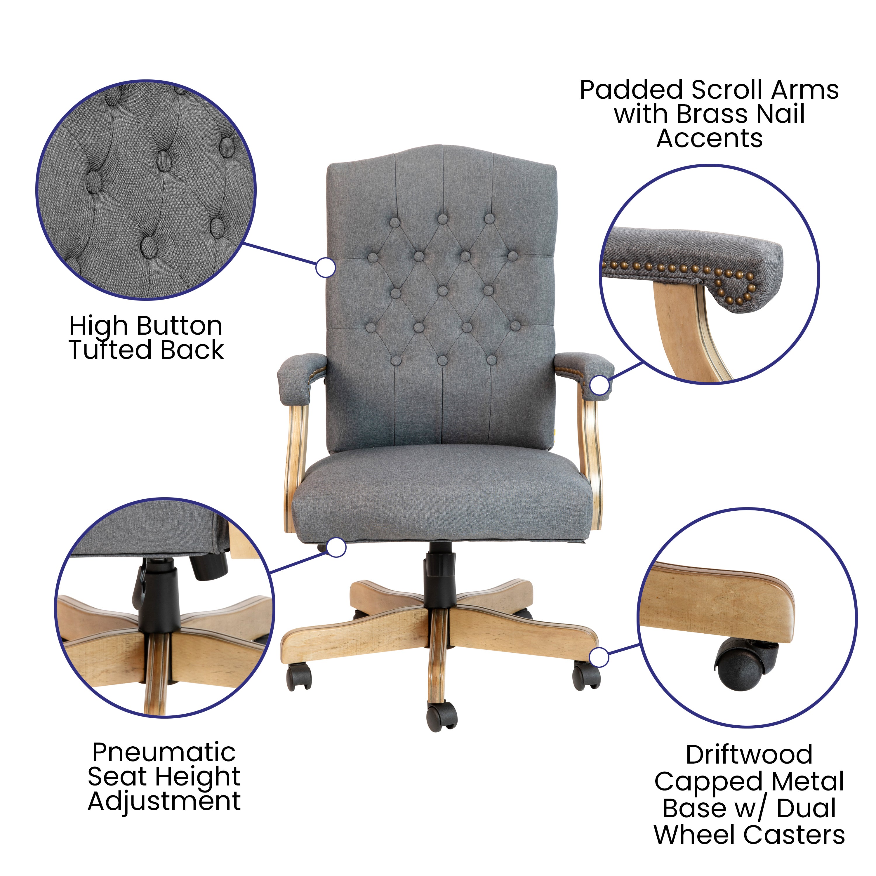 Martha Washington Executive Swivel Office Chair with Arms