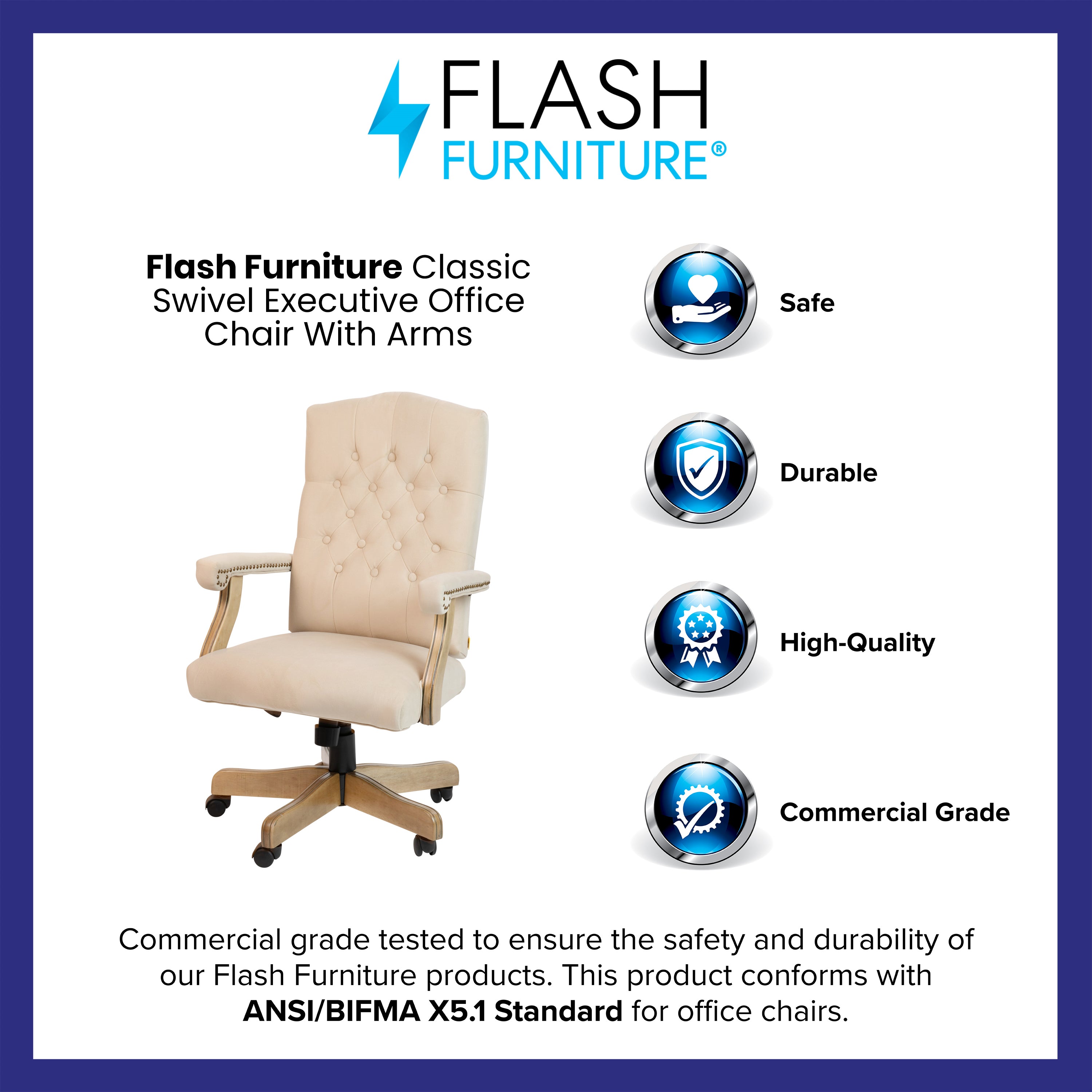 Martha Washington Executive Swivel Office Chair with Arms