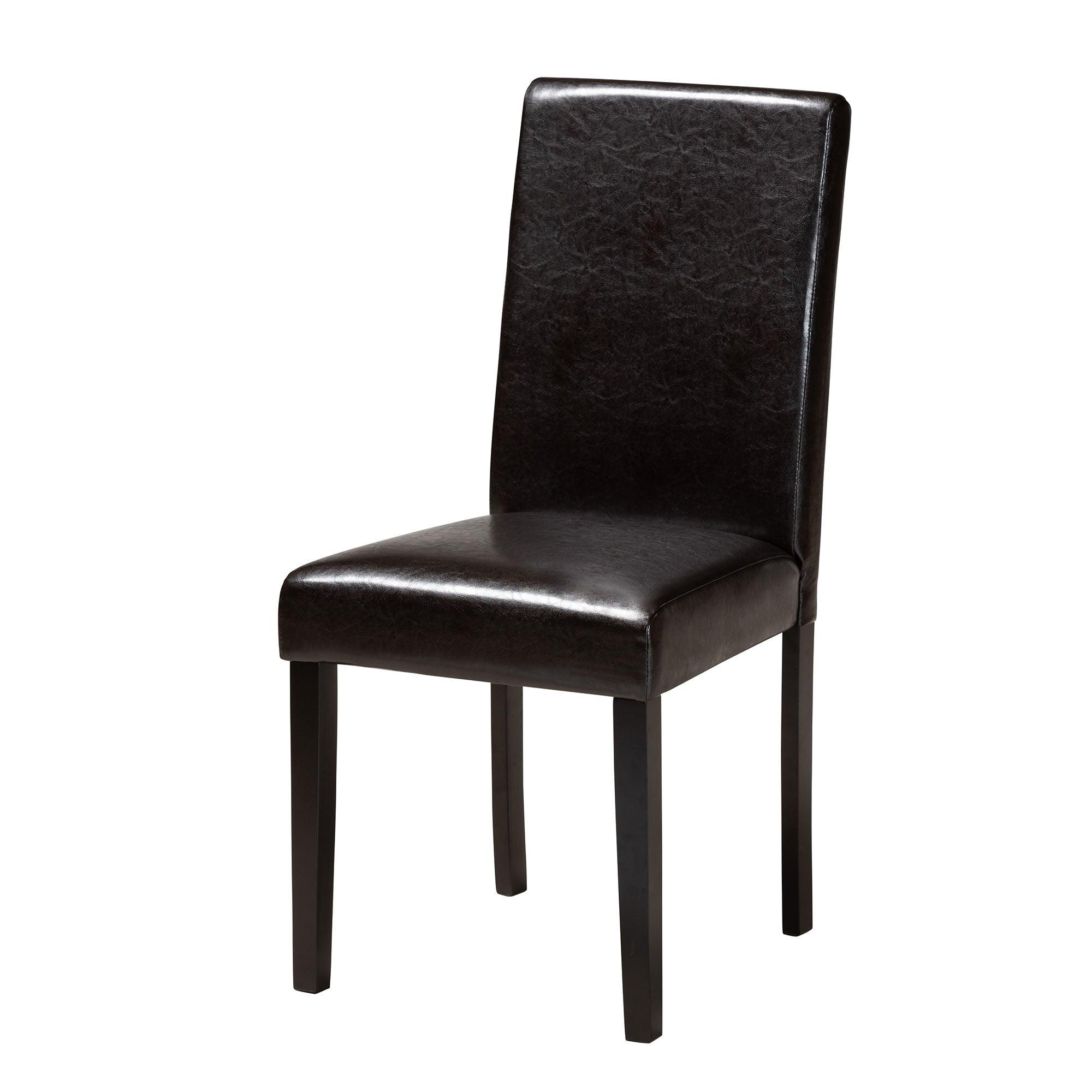 Asli Modern Espresso Faux Leather and Wood 5-Piece Dining Set
