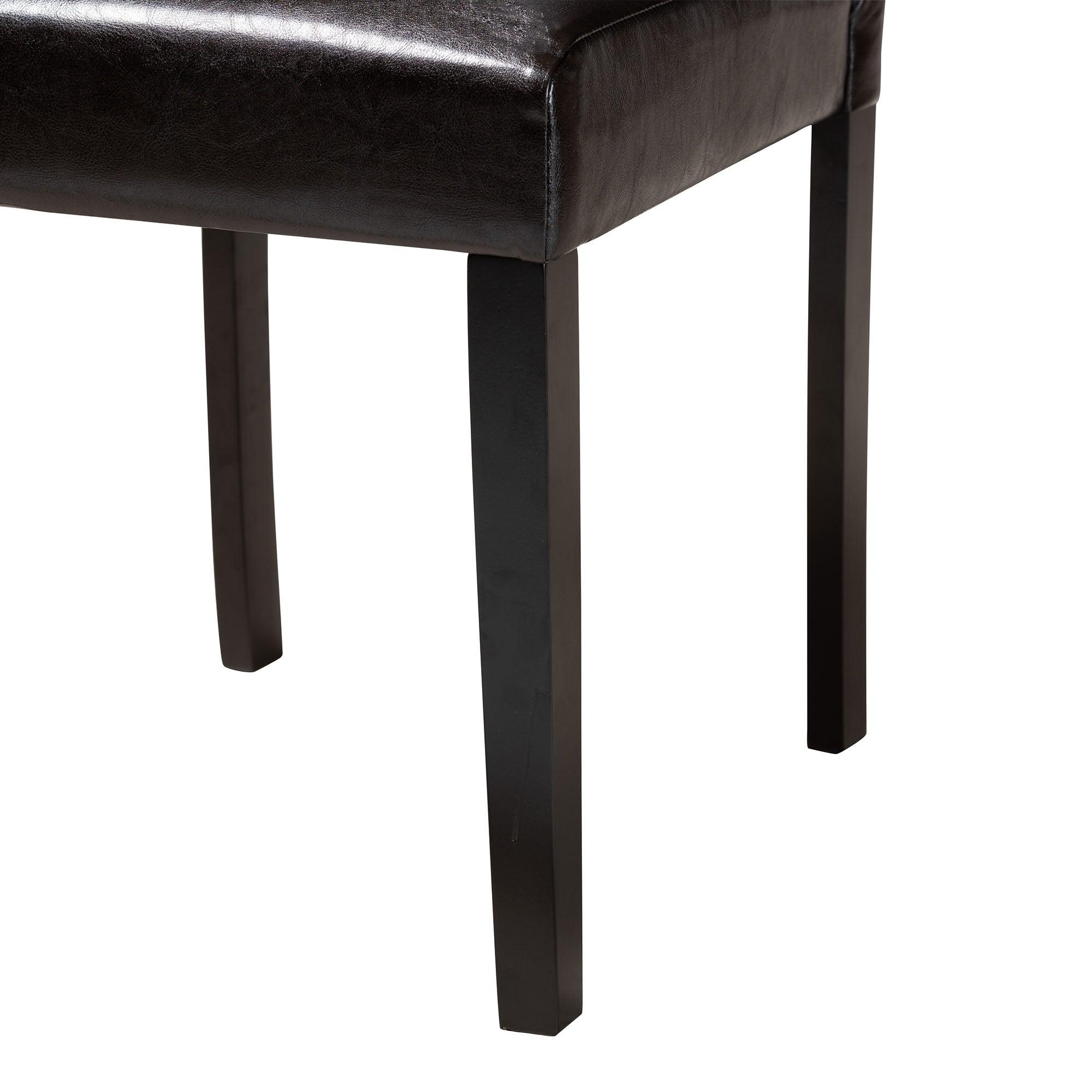 Asli Modern Espresso Faux Leather and Wood 5-Piece Dining Set
