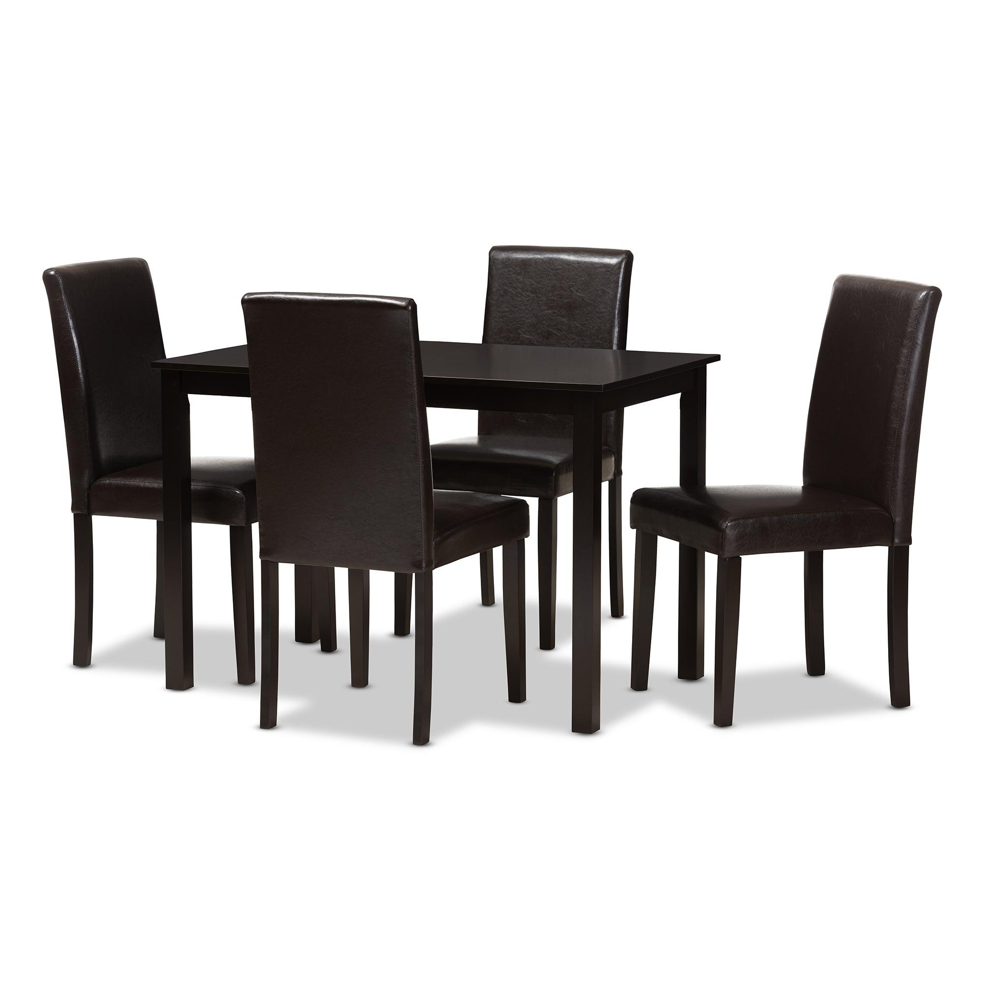 Mia Modern and Contemporary Faux Leather Upholstered 5-Piece Dining Set