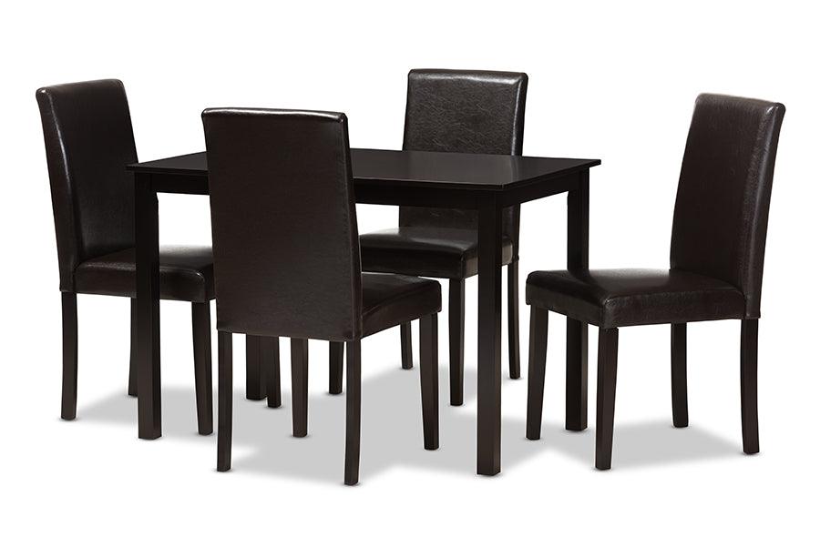 Mia Modern and Contemporary Faux Leather Upholstered 5-Piece Dining Set