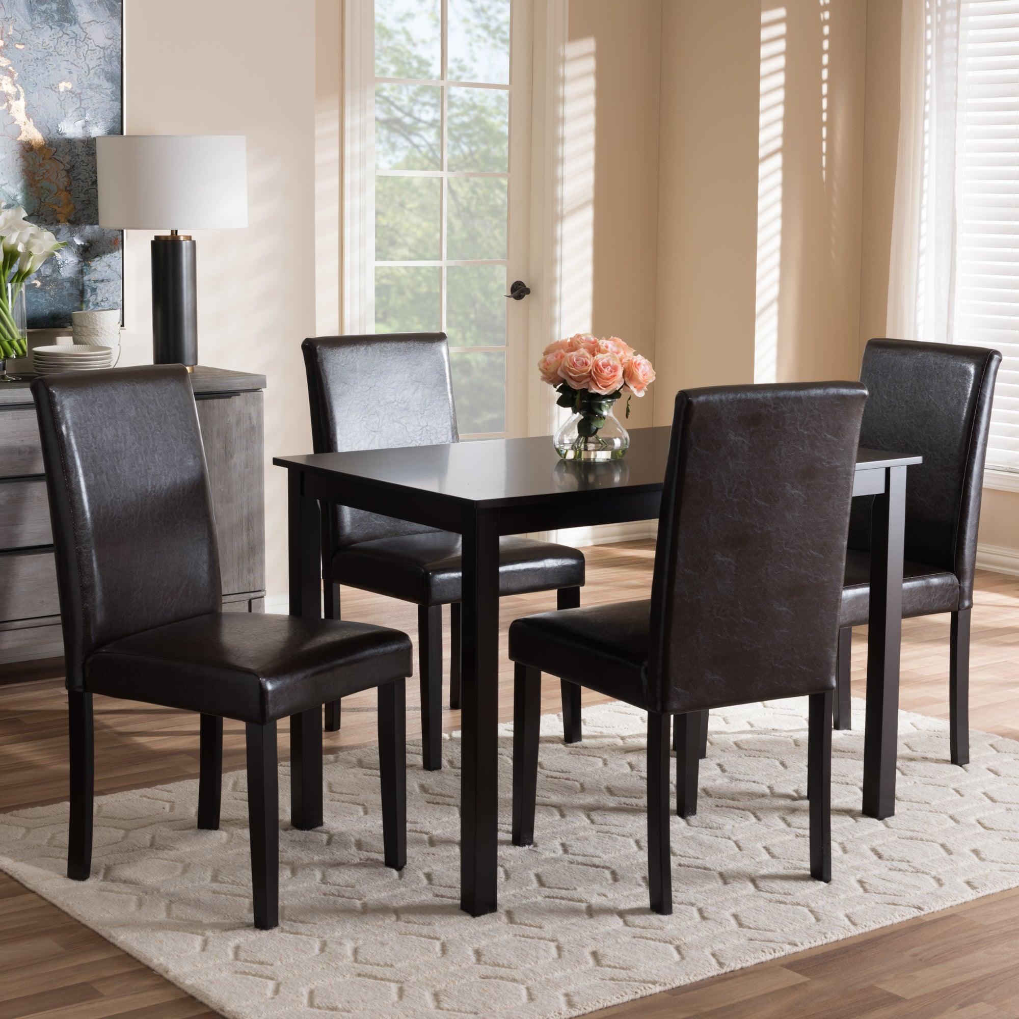 Mia Modern and Contemporary Faux Leather Upholstered 5-Piece Dining Set