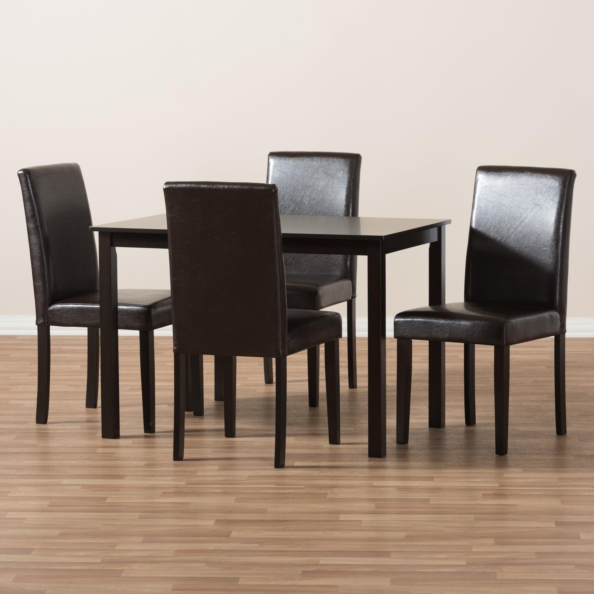 Mia Modern and Contemporary Faux Leather Upholstered 5-Piece Dining Set