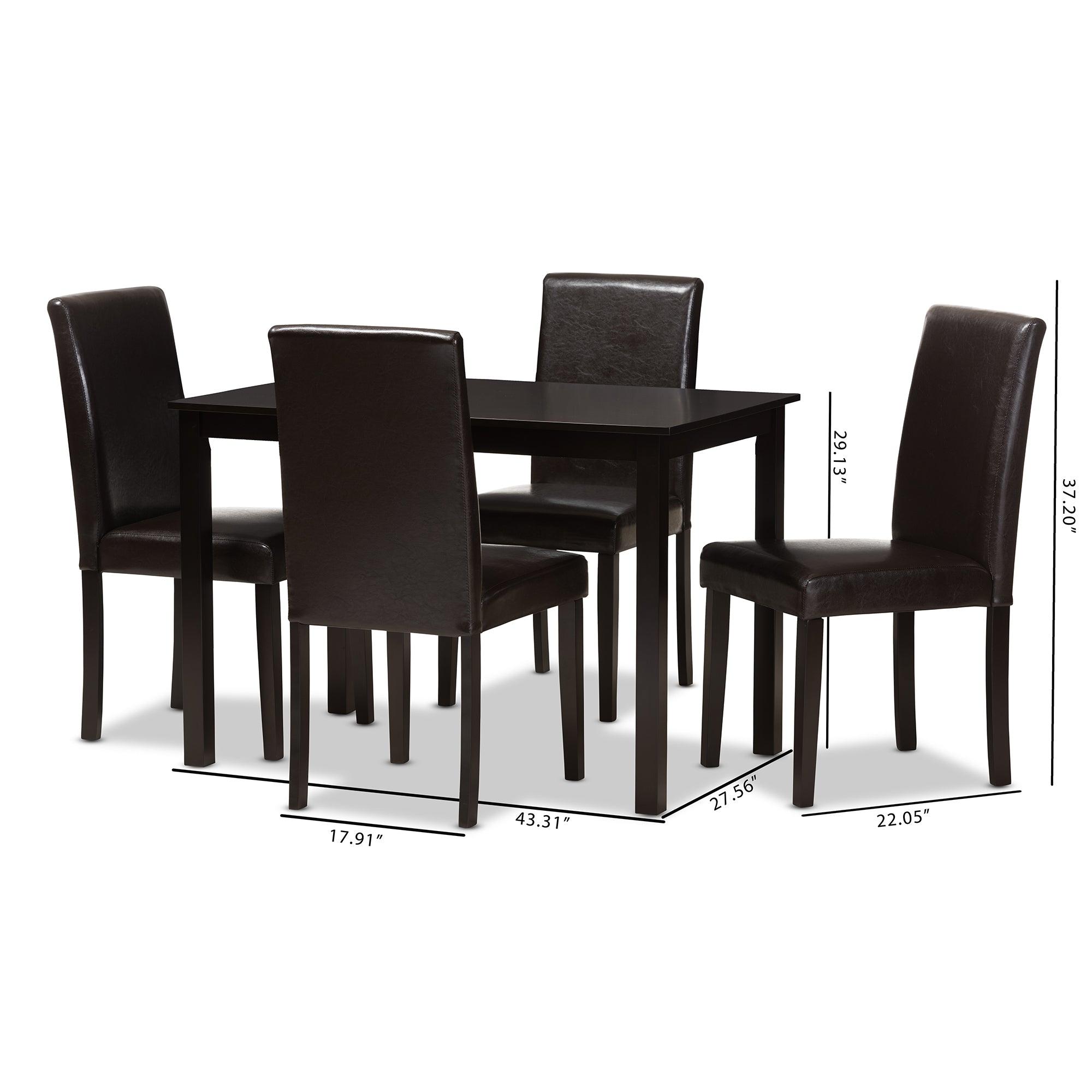 Mia Modern and Contemporary Faux Leather Upholstered 5-Piece Dining Set