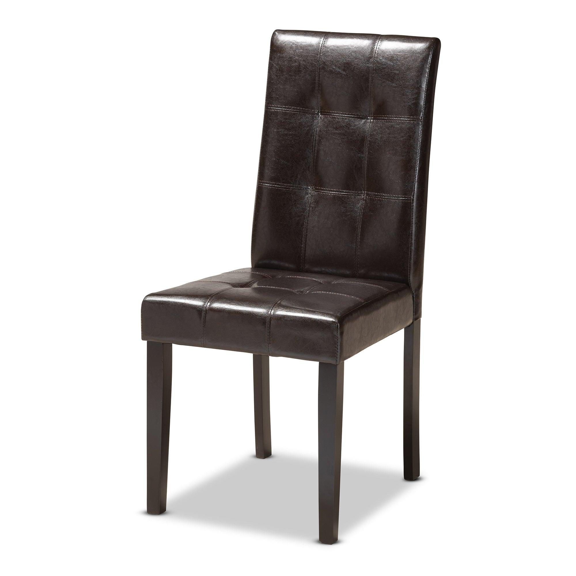 Marie Modern and Contemporary Faux Leather Upholstered and Dark brown Finished Wood 5-Piece Dining Set