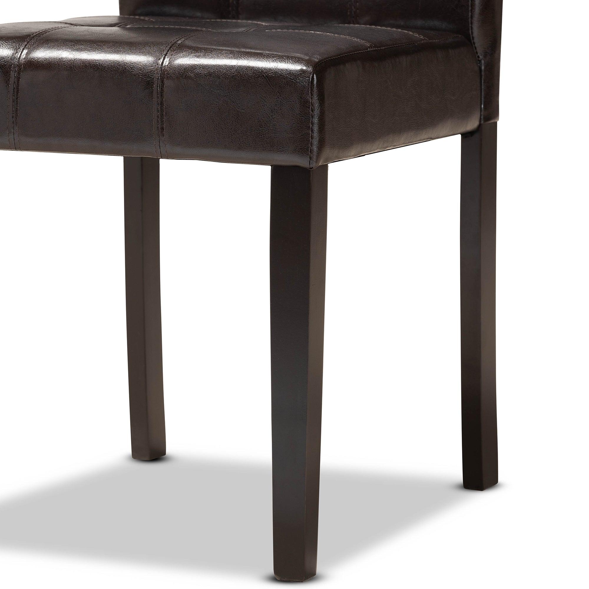 Marie Modern and Contemporary Faux Leather Upholstered and Dark brown Finished Wood 5-Piece Dining Set