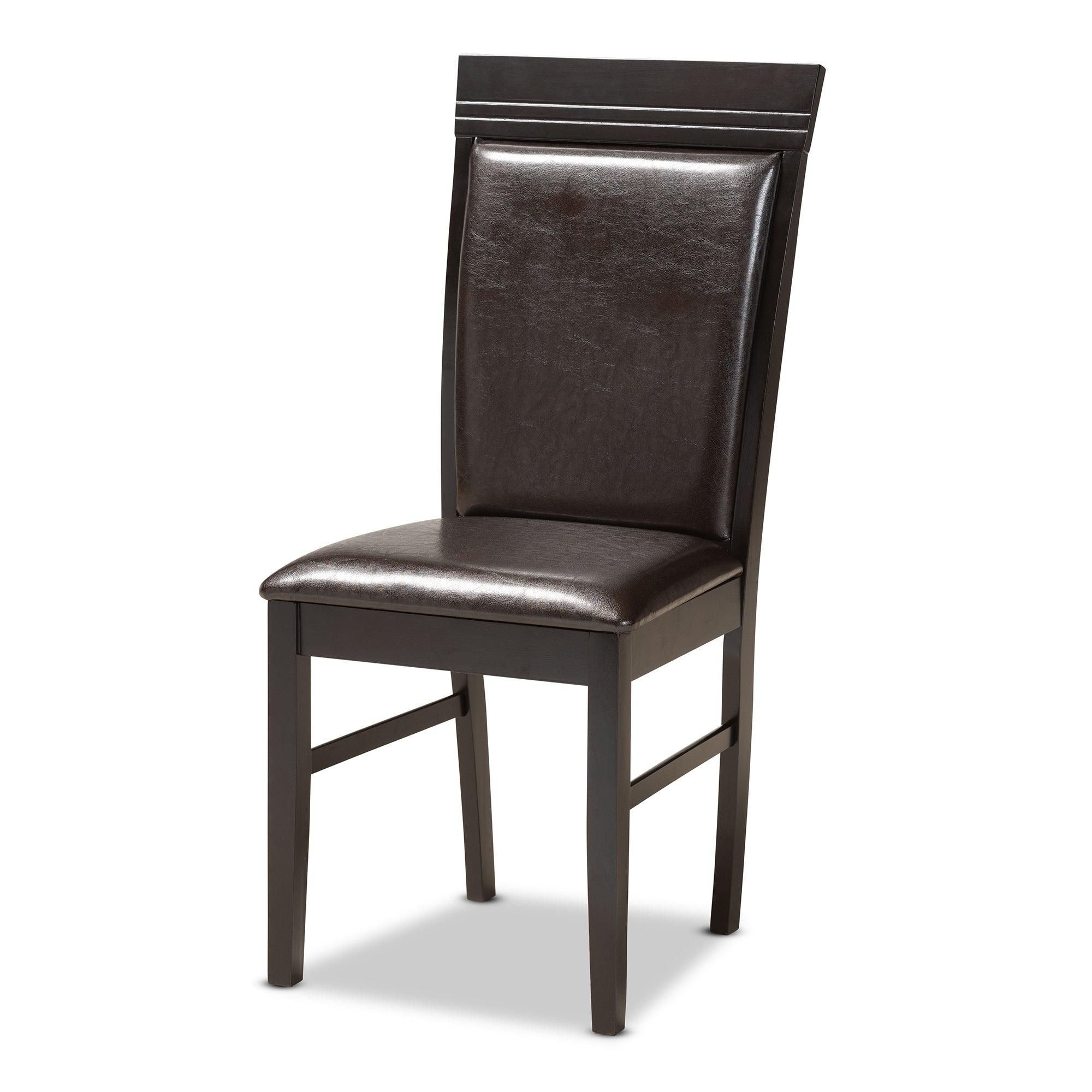 Ancel Modern and Contemporary Faux Leather Upholstered and Finished Wood 5-Piece Dining Set