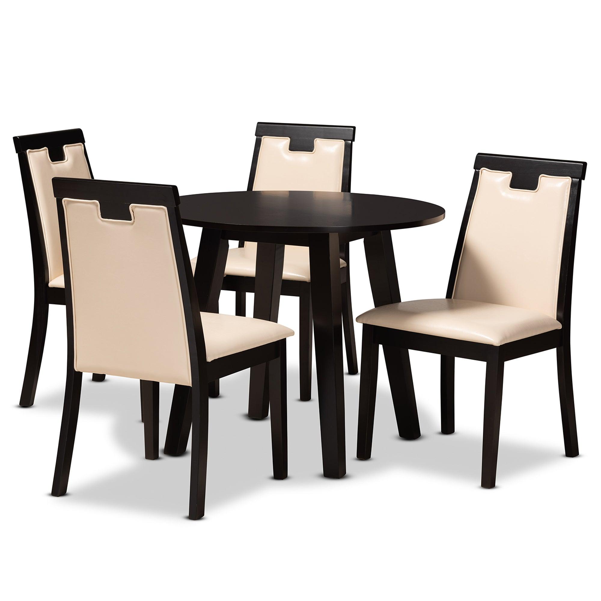 Ryan Modern and Contemporary Faux Leather Upholstered and Finished Wood 5-Piece Dining Set