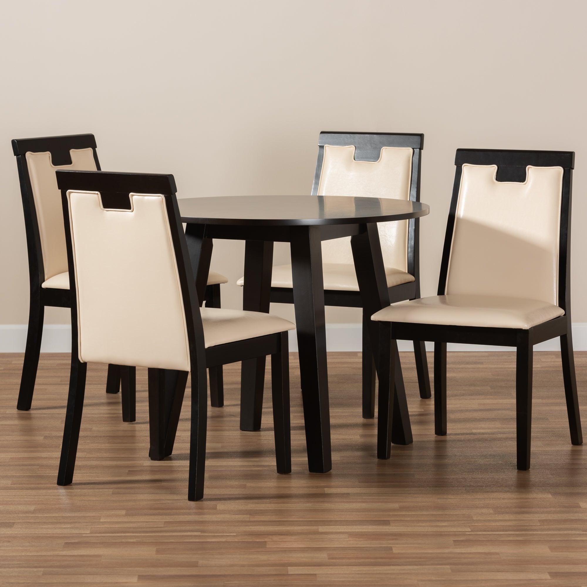 Ryan Modern and Contemporary Faux Leather Upholstered and Finished Wood 5-Piece Dining Set
