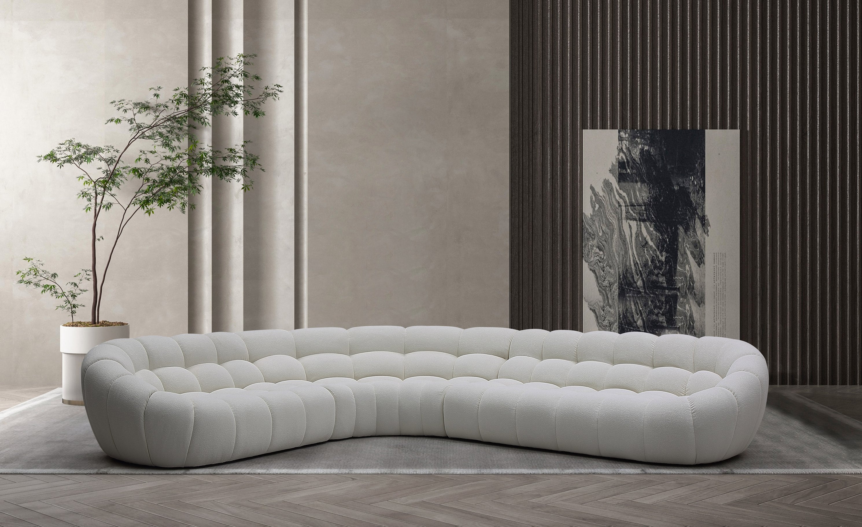 Divani Casa Yolonda - Off- Fabric Sectional Sofa-Sectional Sofa-VIG-Wall2Wall Furnishings